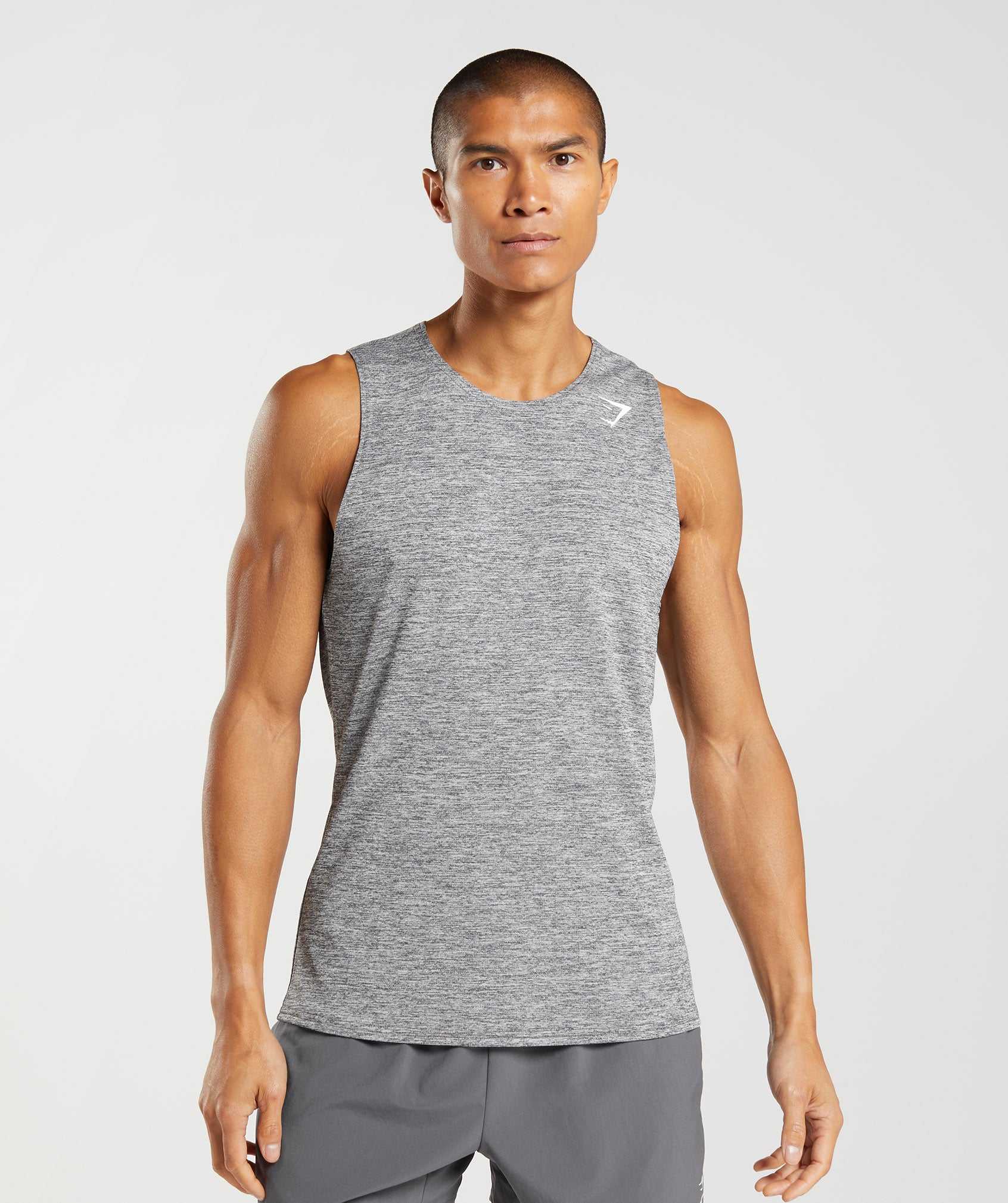 Grey / Light Grey Gymshark Arrival Slim Marl Men\'s Tanks | FOETPW419