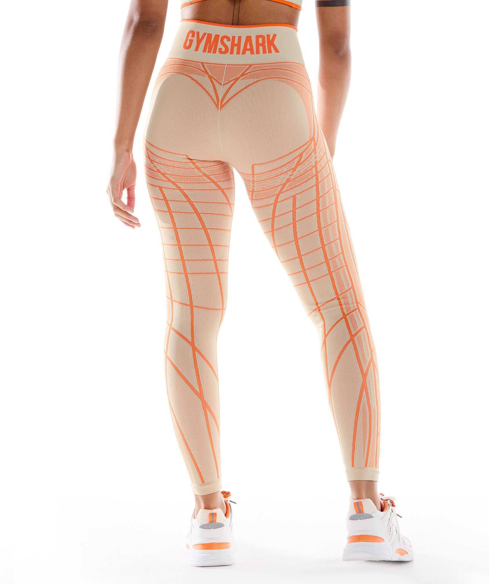 Grey / Orange / White Gymshark Wtflex Linear Seamless Women's Leggings | WZEFGY452