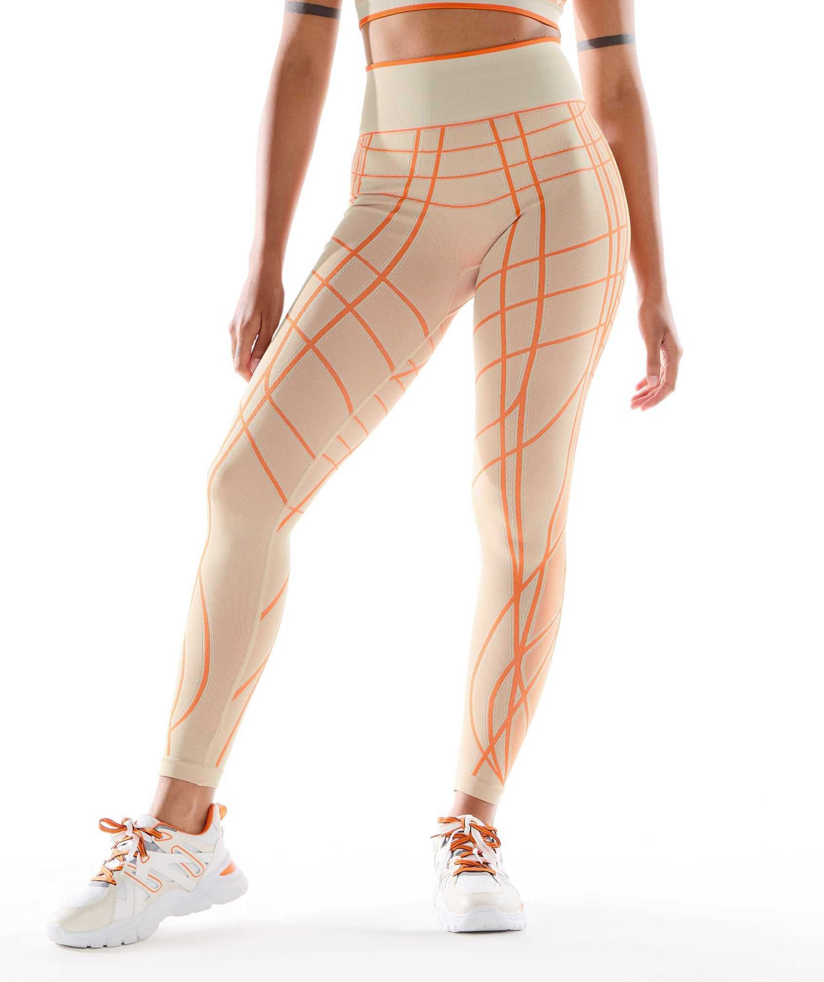 Grey / Orange / White Gymshark Wtflex Linear Seamless Women\'s Leggings | WZEFGY452