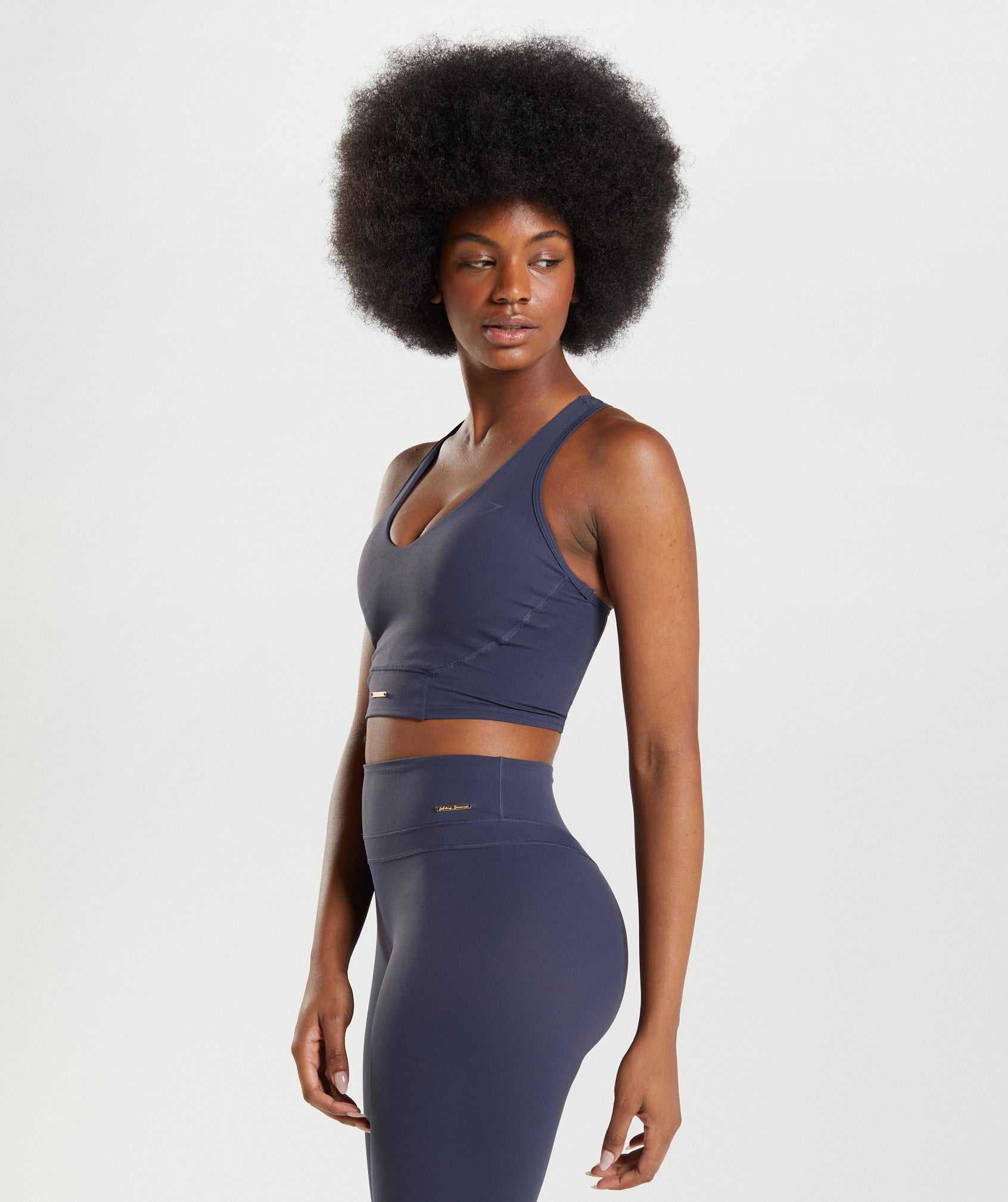 Indigo Navy Gymshark Whitney Crop Women's Tanks | EXBKHI479