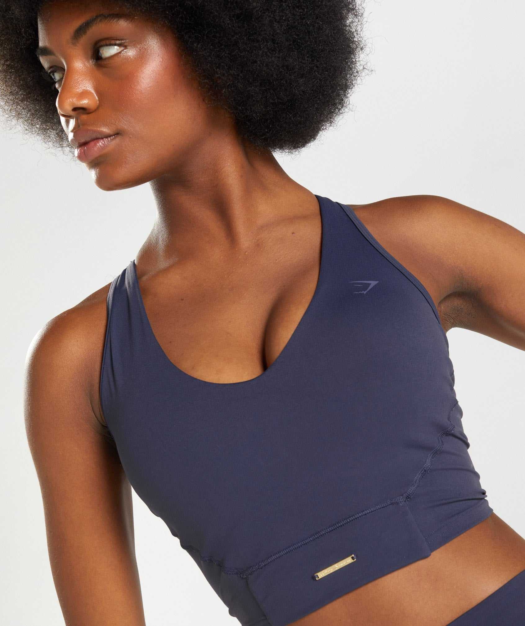 Indigo Navy Gymshark Whitney Crop Women's Tanks | EXBKHI479