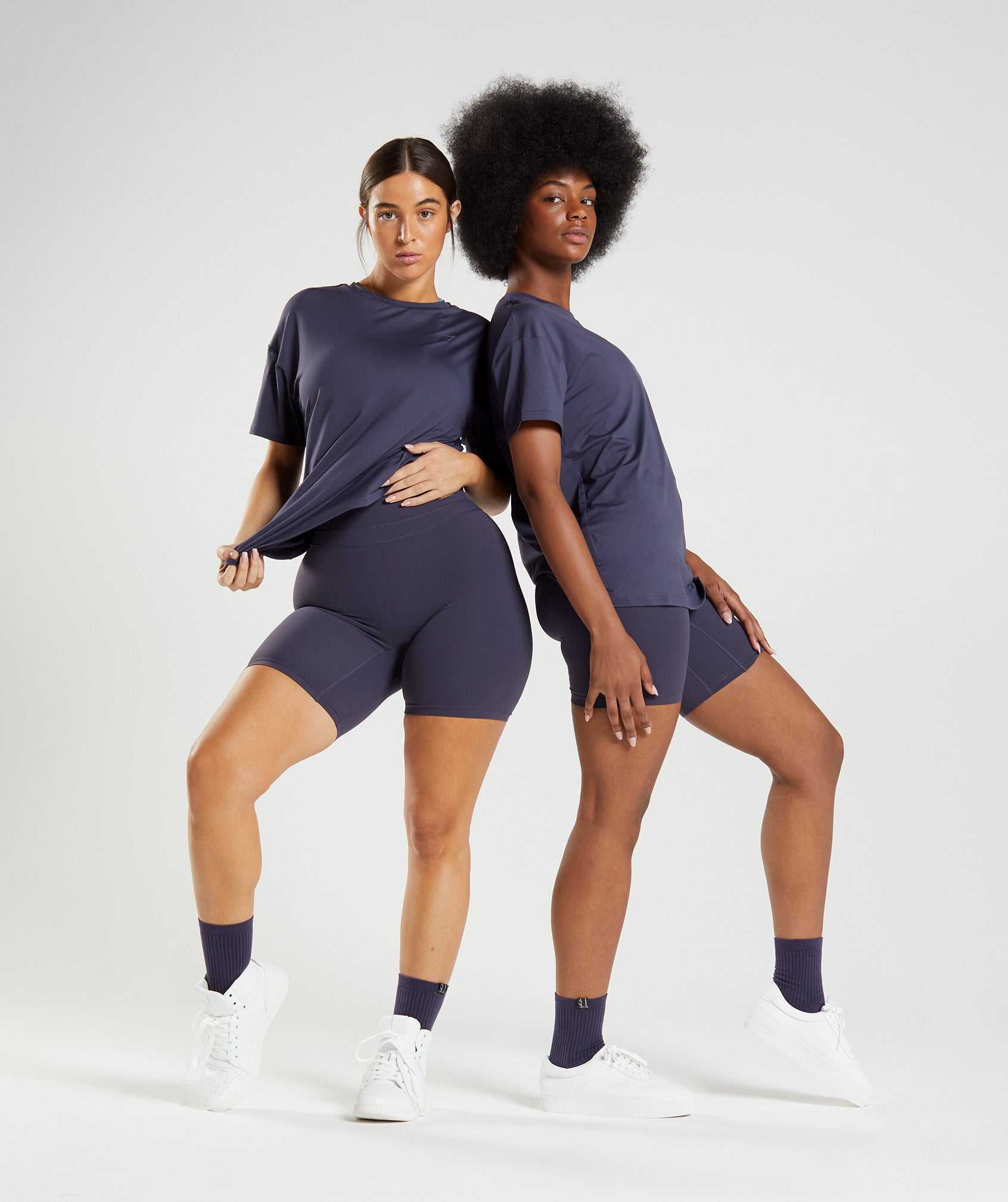 Indigo Navy Gymshark Whitney Oversized Women's T Shirts | PSYMHK261