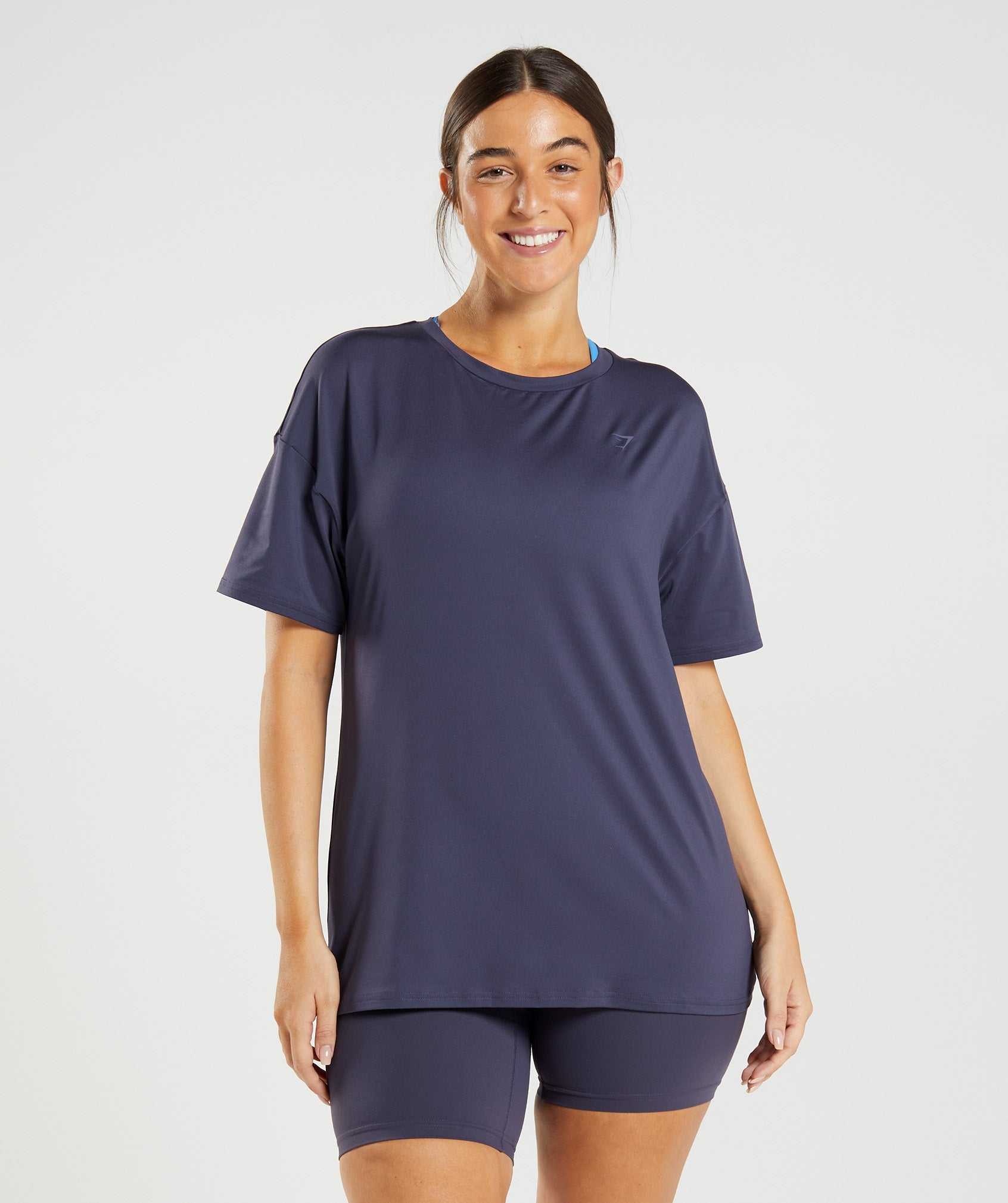 Indigo Navy Gymshark Whitney Oversized Women\'s T Shirts | PSYMHK261