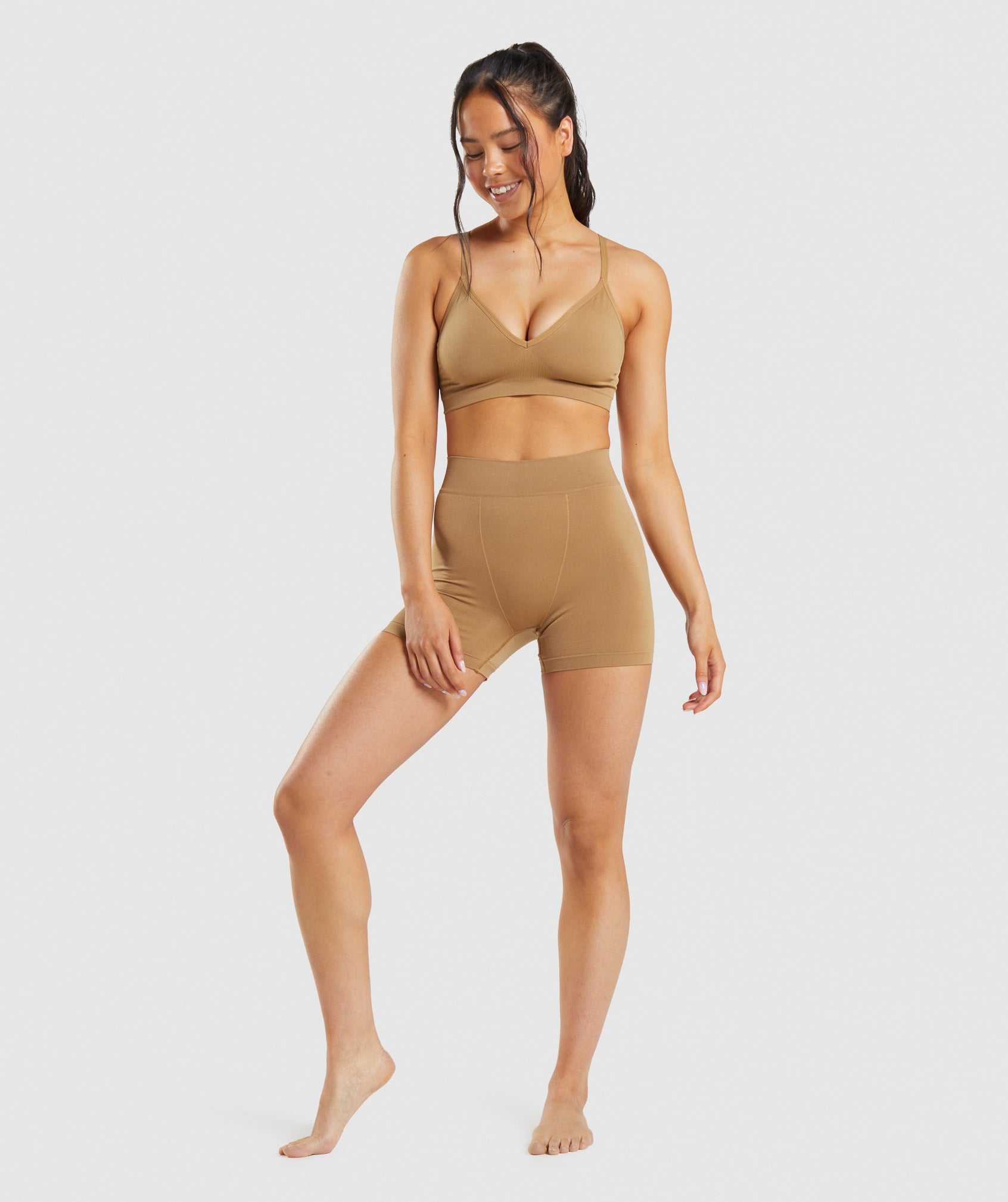 Light Brown Gymshark Seamless Boxers Women's Underwear | CJYKEQ831