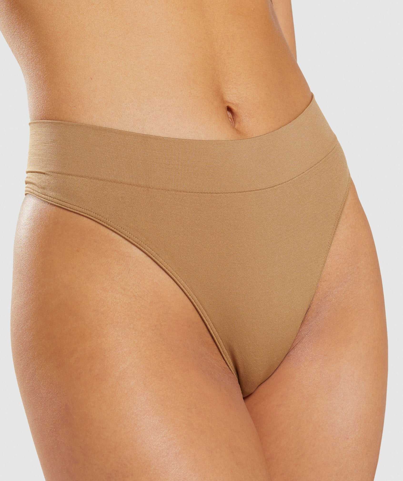 Light Brown Gymshark Seamless High Rise Thong Women's Underwear | OYZDWX026