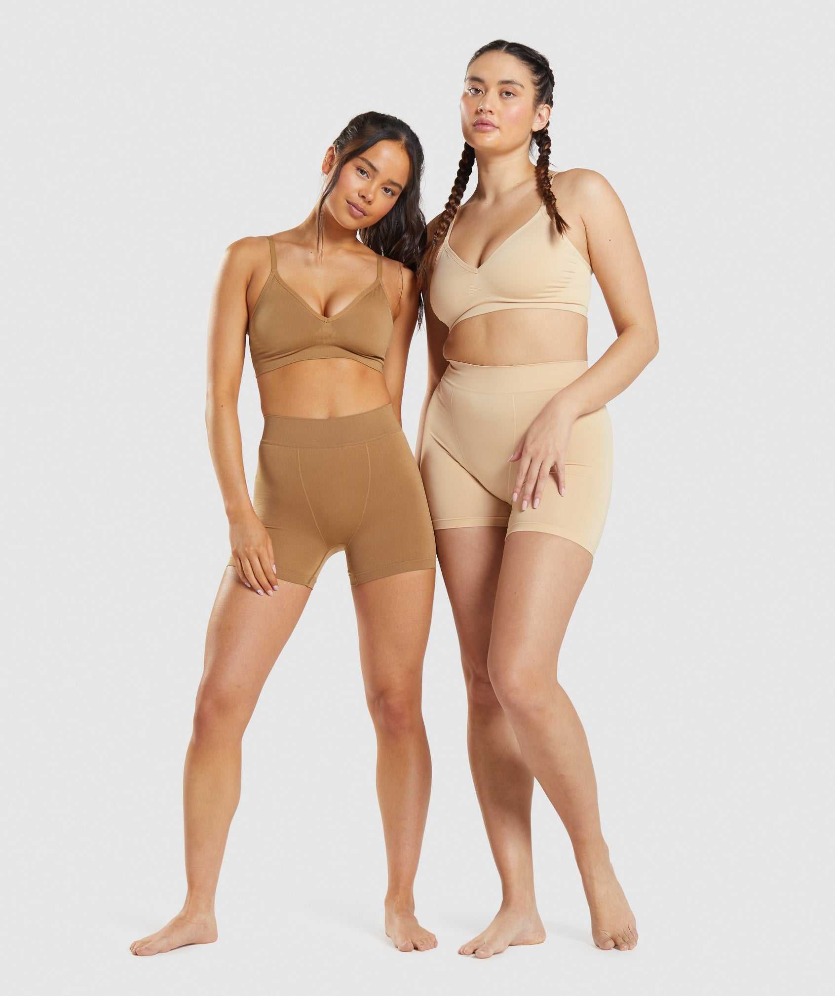 Light Brown Gymshark Seamless Low Neck Bralette Women's Underwear | NUDTKC079