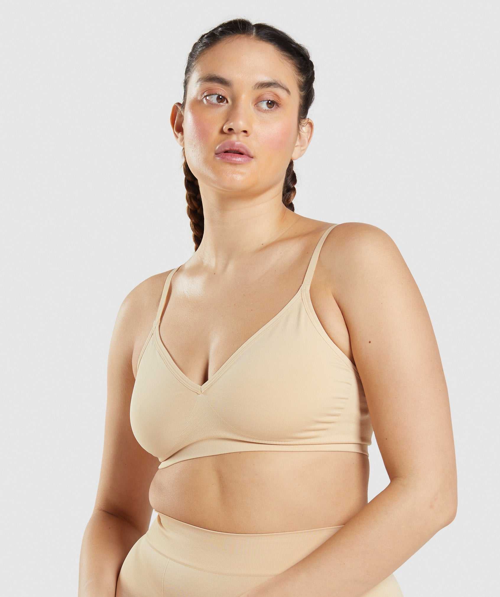 Light Brown Gymshark Seamless Low Neck Bralette Women\'s Underwear | NUDTKC079