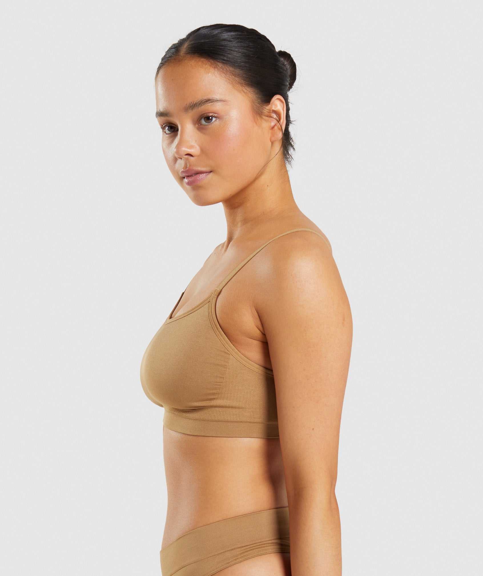 Light Brown Gymshark Seamless Scoop Neck Bralette Women's Underwear | TZSOMX057