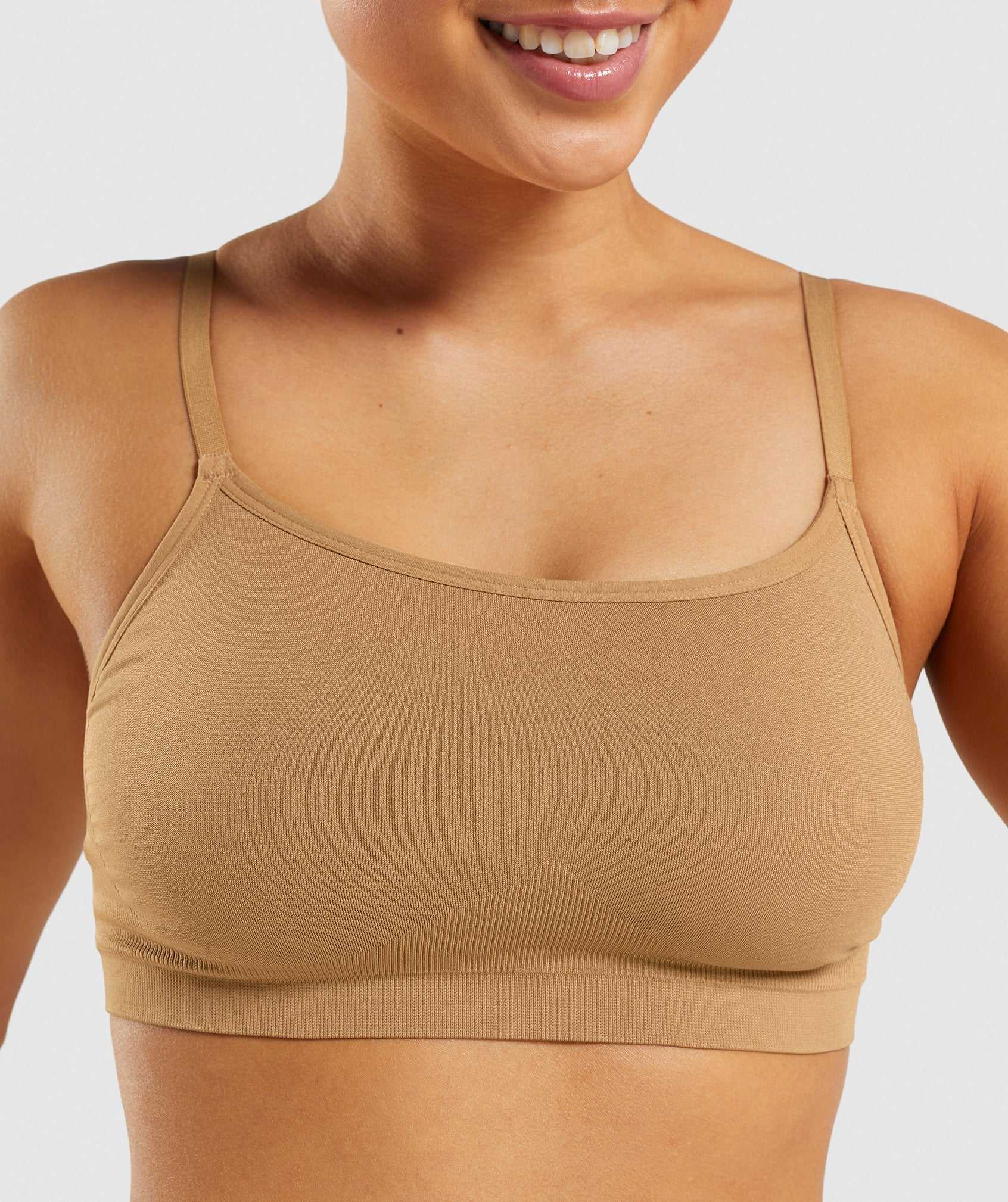 Light Brown Gymshark Seamless Scoop Neck Bralette Women's Underwear | TZSOMX057