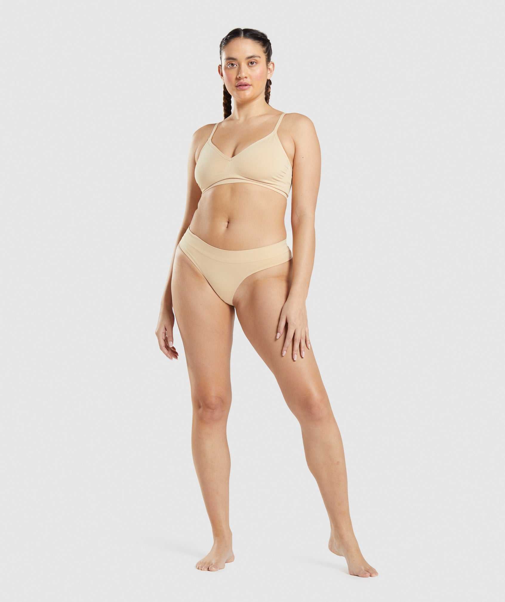 Light Brown Gymshark Seamless Thong Women's Underwear | DHRGON692