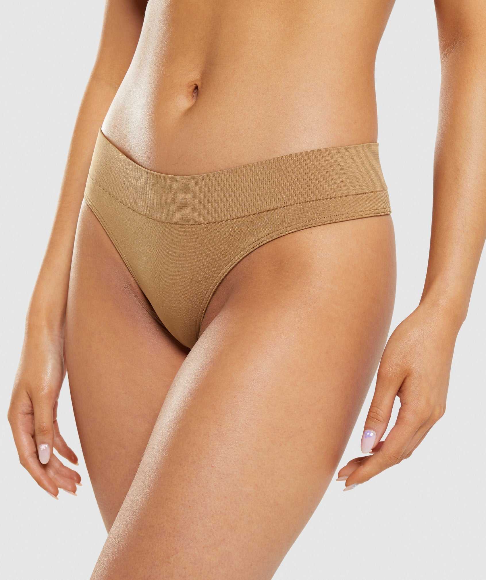 Light Brown Gymshark Seamless Thong Women's Underwear | LIFSKJ579