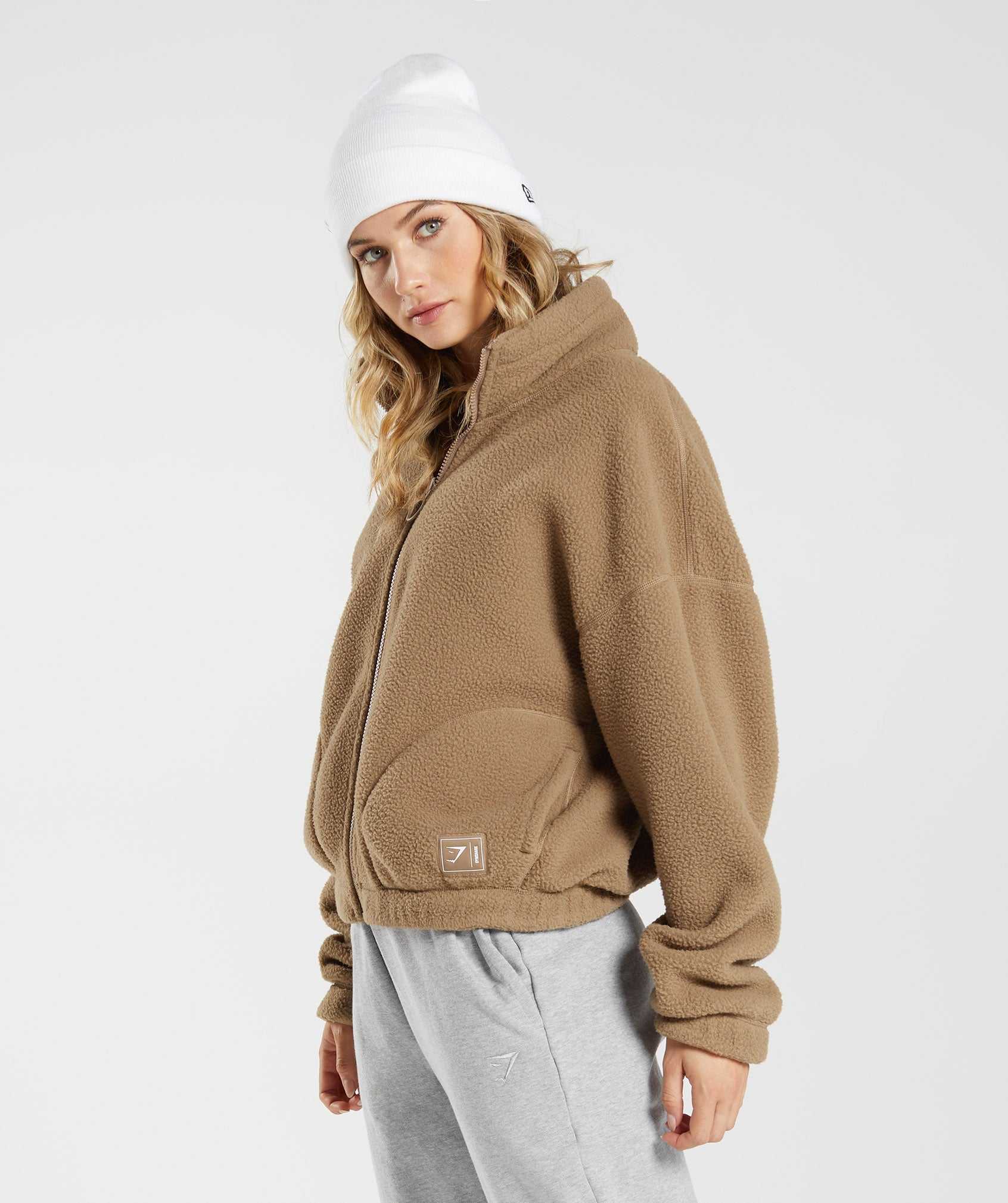 Light Brown Gymshark Sherpa Women's Jackets | QIXRWZ469