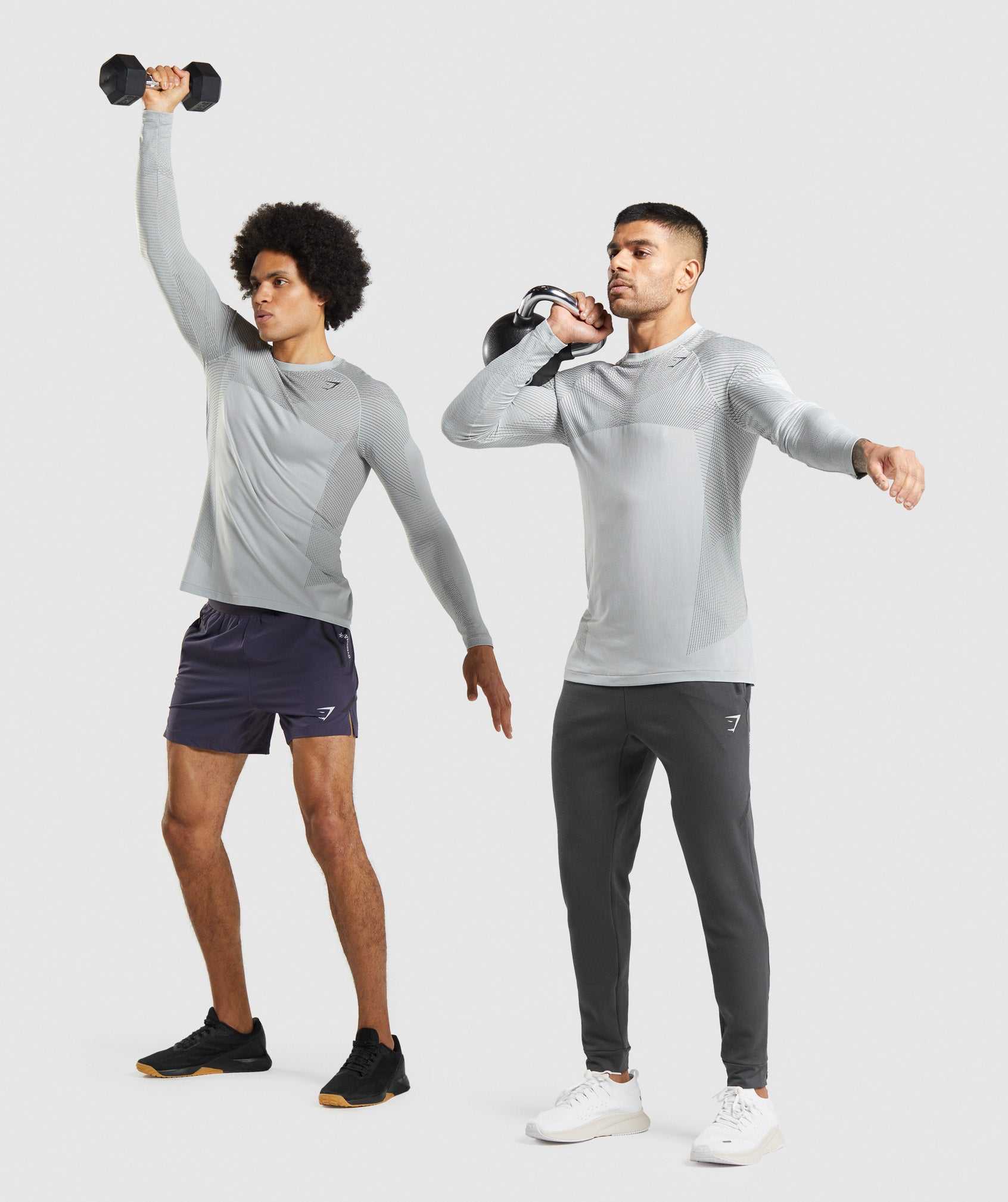 Light Grey / Black Grey Gymshark Apex Seamless Long Sleeve Men's T Shirts | PRFQOA124