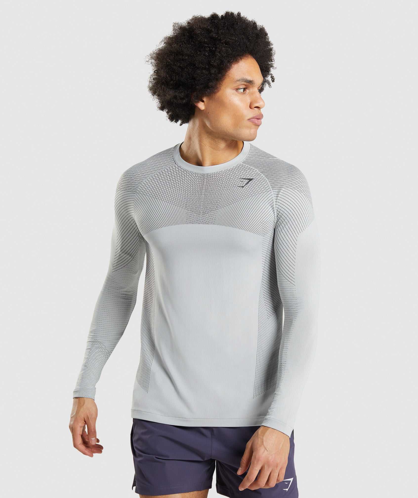 Light Grey / Black Grey Gymshark Apex Seamless Long Sleeve Men\'s T Shirts | PRFQOA124