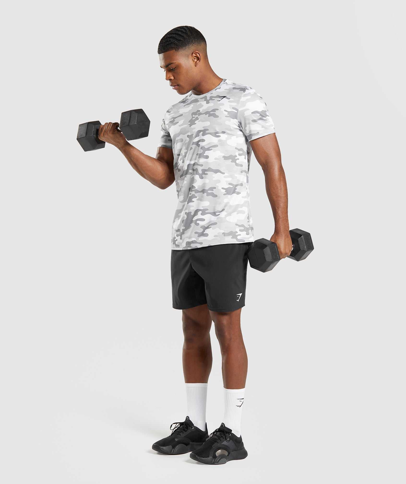 Light Grey Camo Gymshark Arrival Men's T Shirts | EVGTMY230