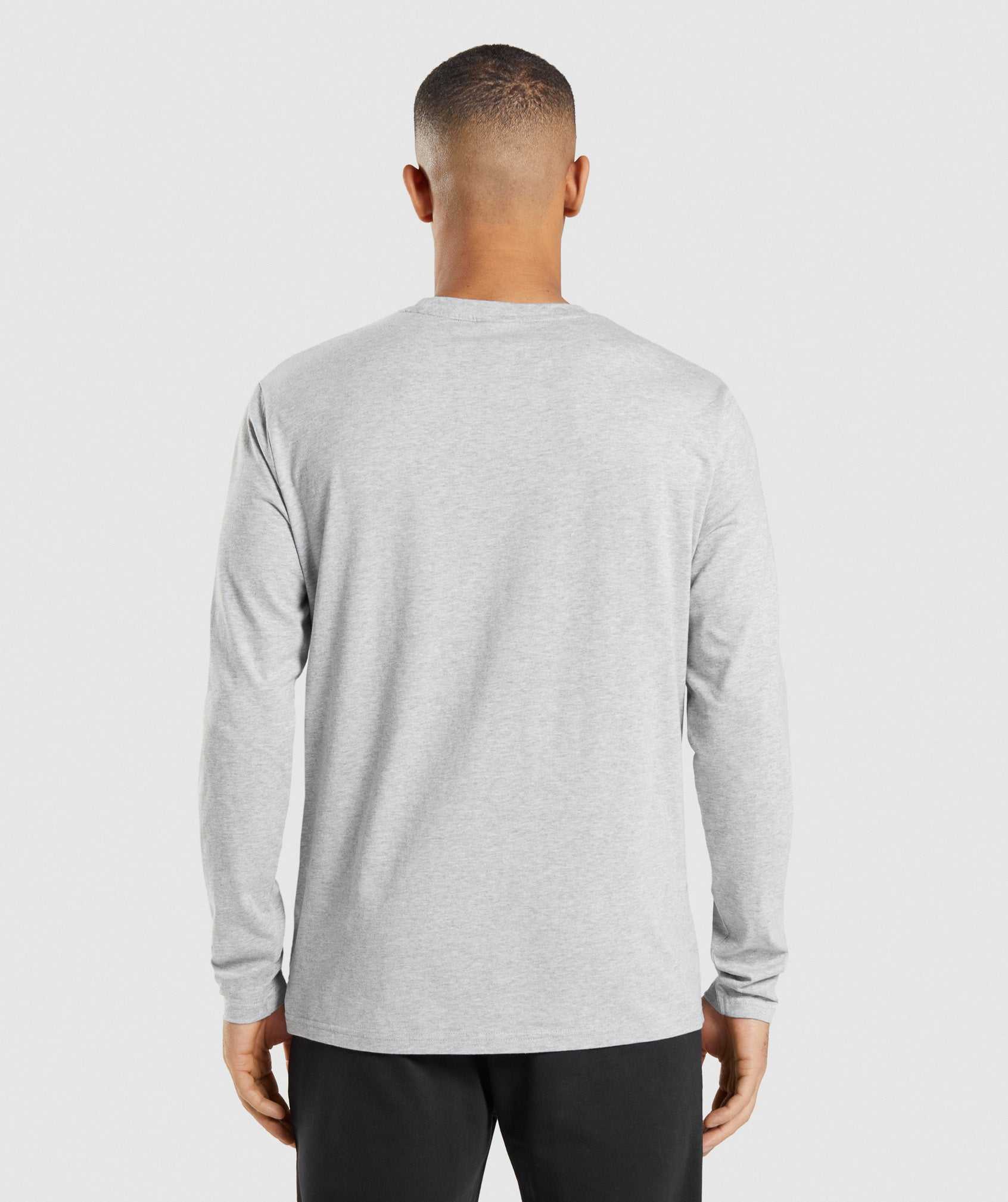 Light Grey Gymshark Crest Long Sleeve Men's T Shirts | VGAEQU946