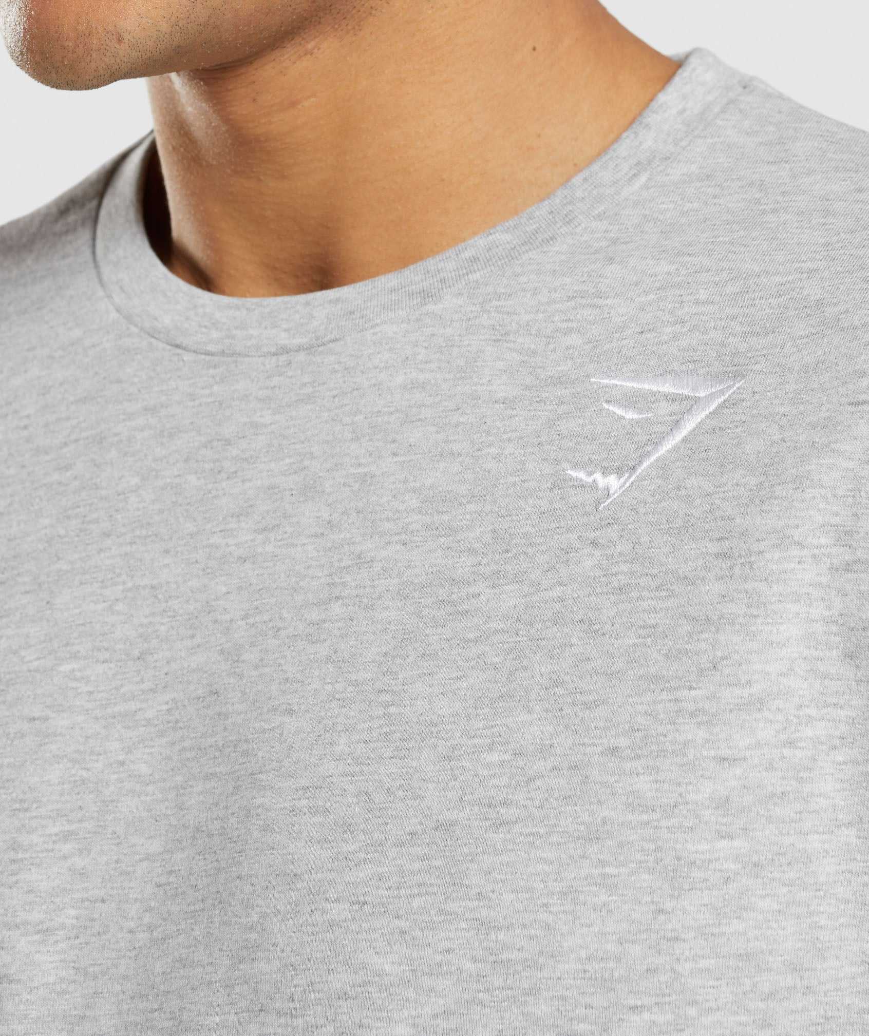 Light Grey Gymshark Crest Long Sleeve Men's T Shirts | VGAEQU946