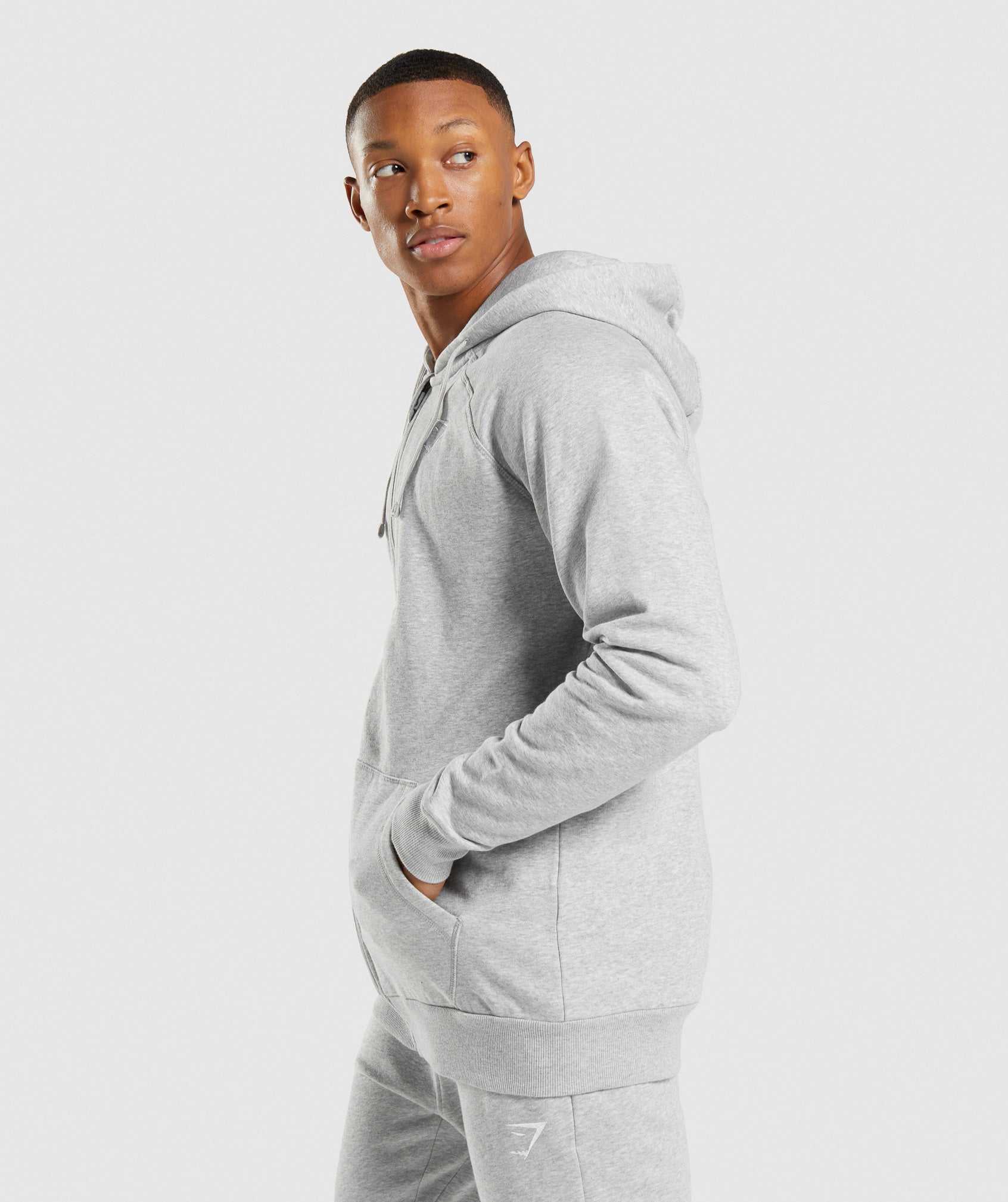 Light Grey Gymshark Crest Zip Up Men's Hoodie | WMHZLB071