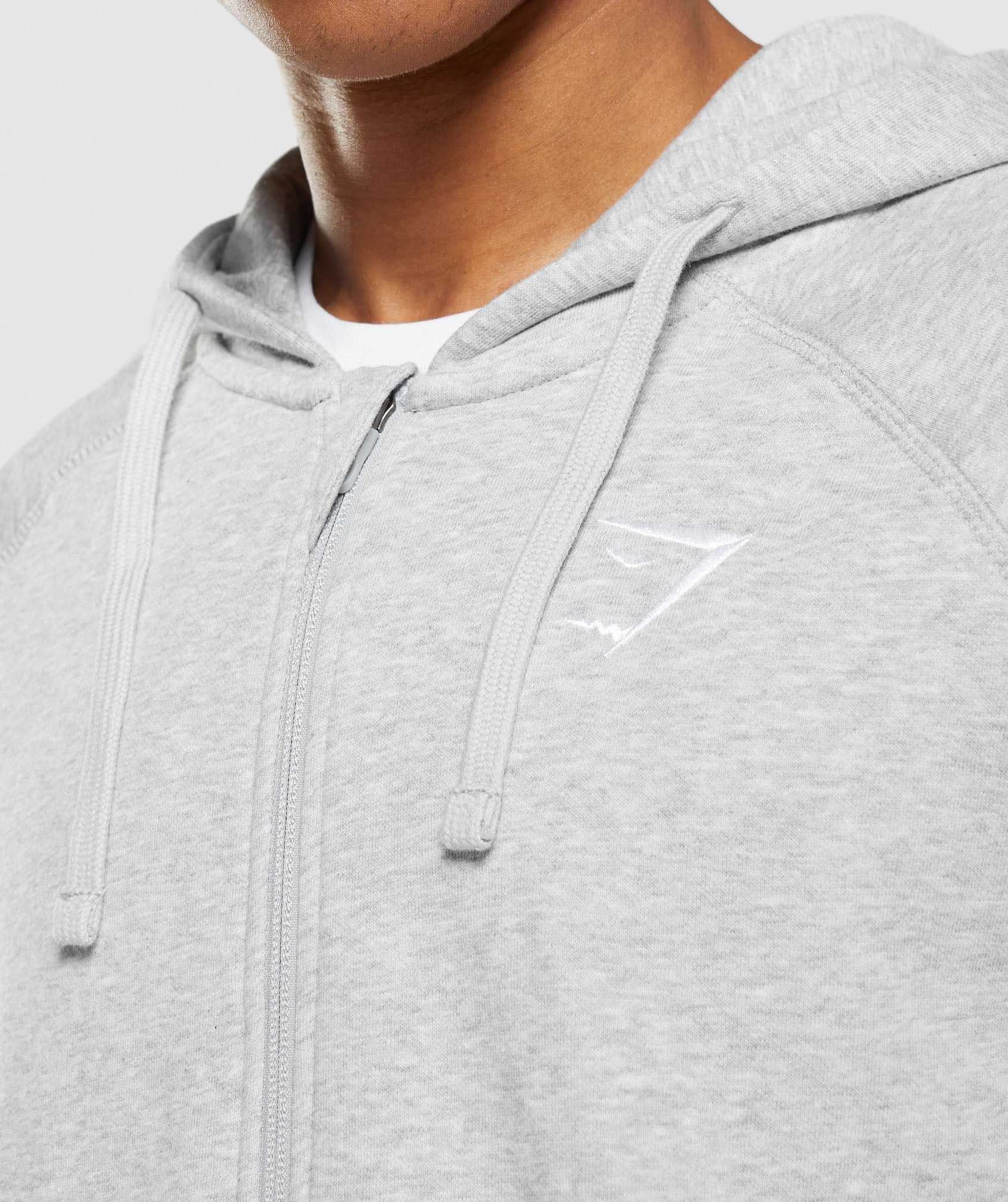 Light Grey Gymshark Crest Zip Up Men's Hoodie | WMHZLB071