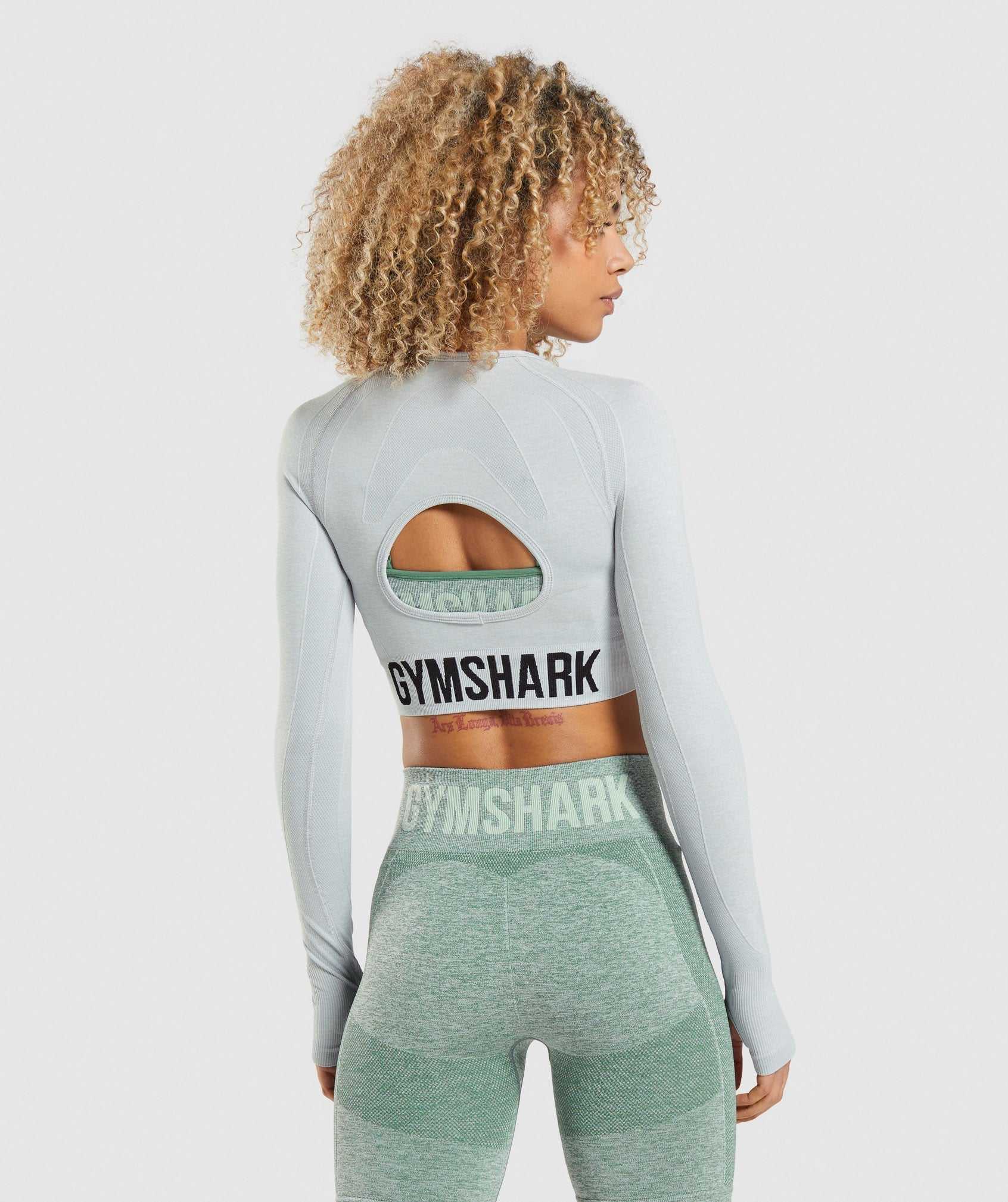 Light Grey Gymshark Flex Sports Long Sleeve Crop Women's Tops | CDGSNB167