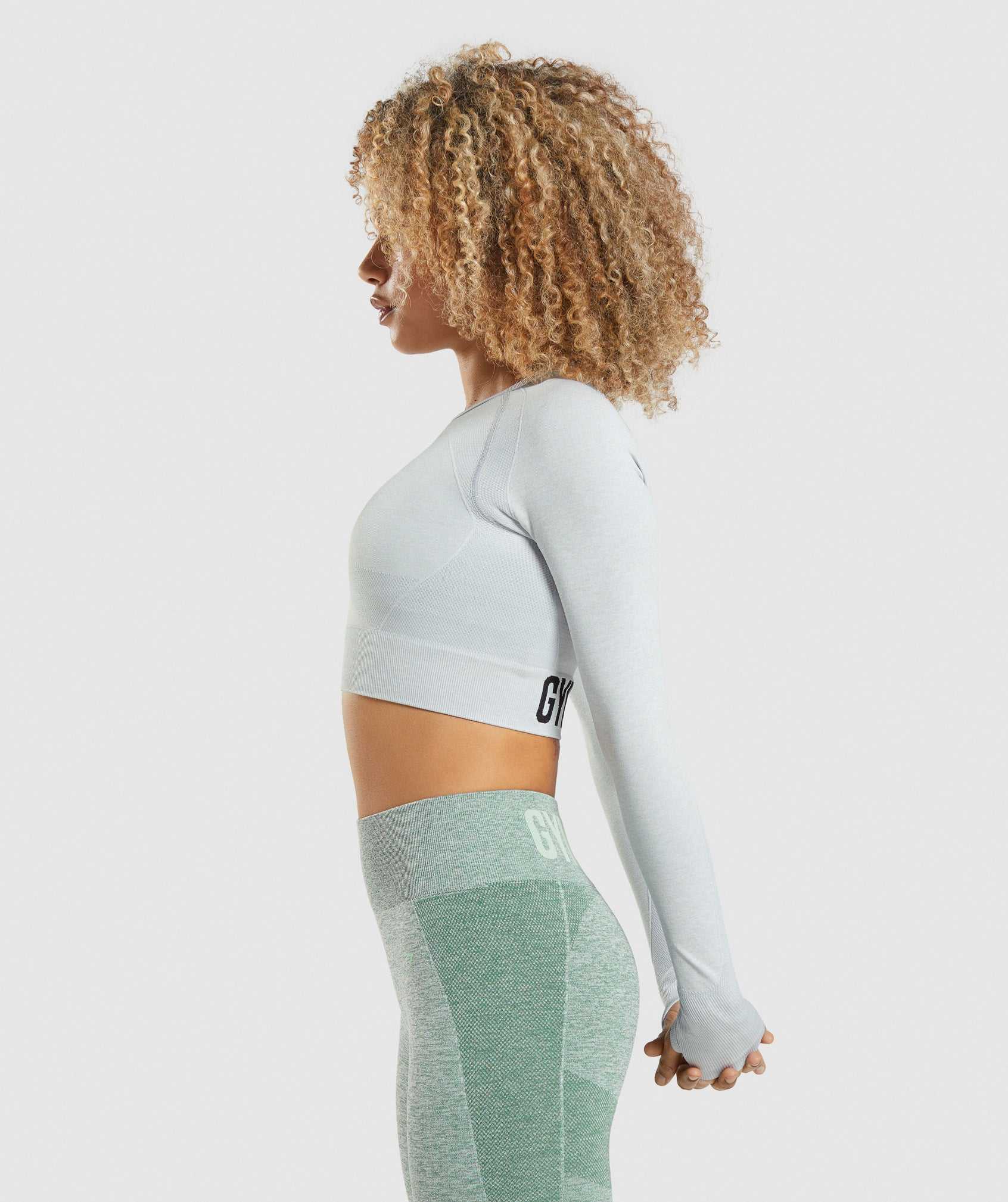 Light Grey Gymshark Flex Sports Long Sleeve Crop Women's Tops | CDGSNB167