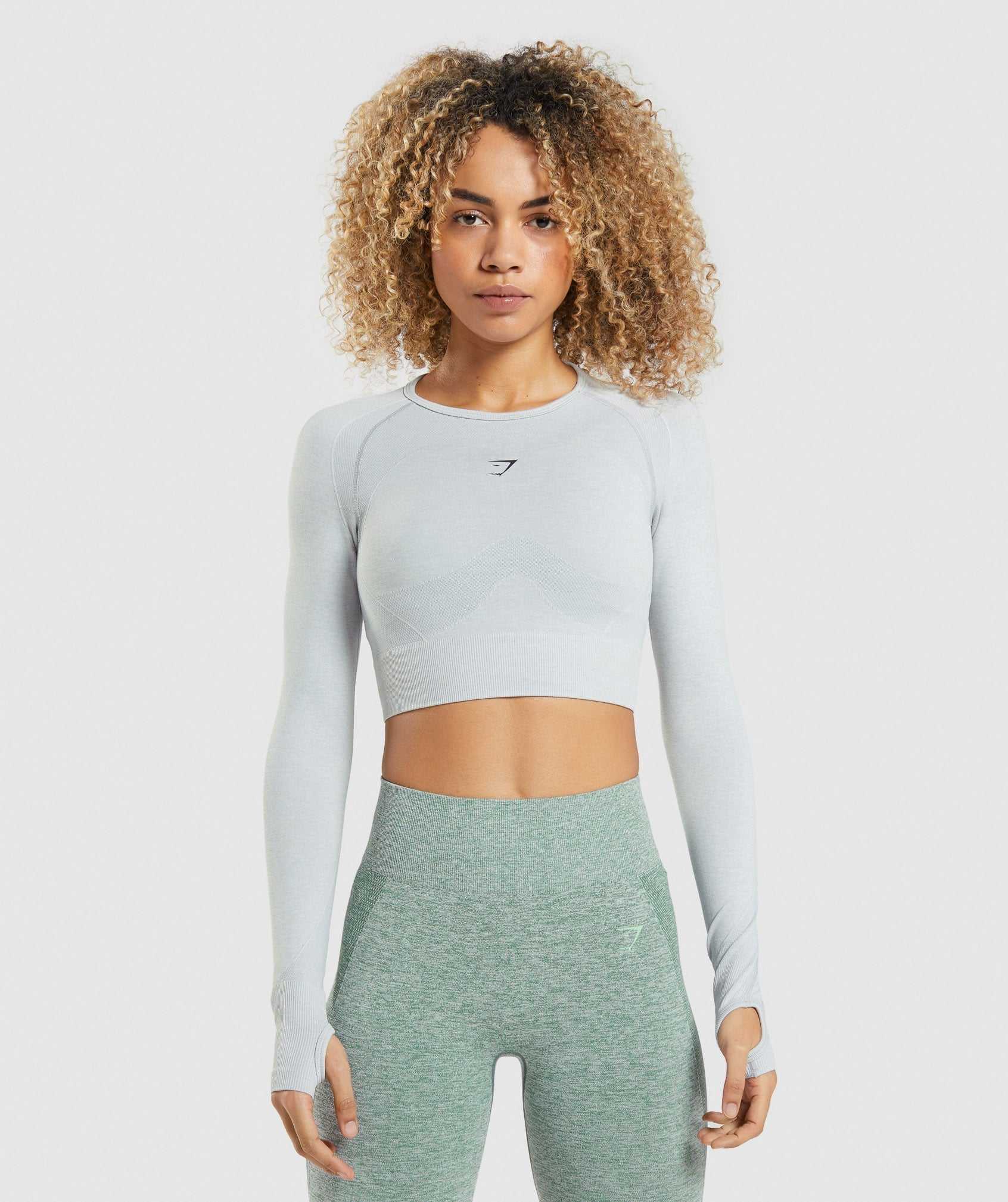 Light Grey Gymshark Flex Sports Long Sleeve Crop Women\'s Tops | CDGSNB167