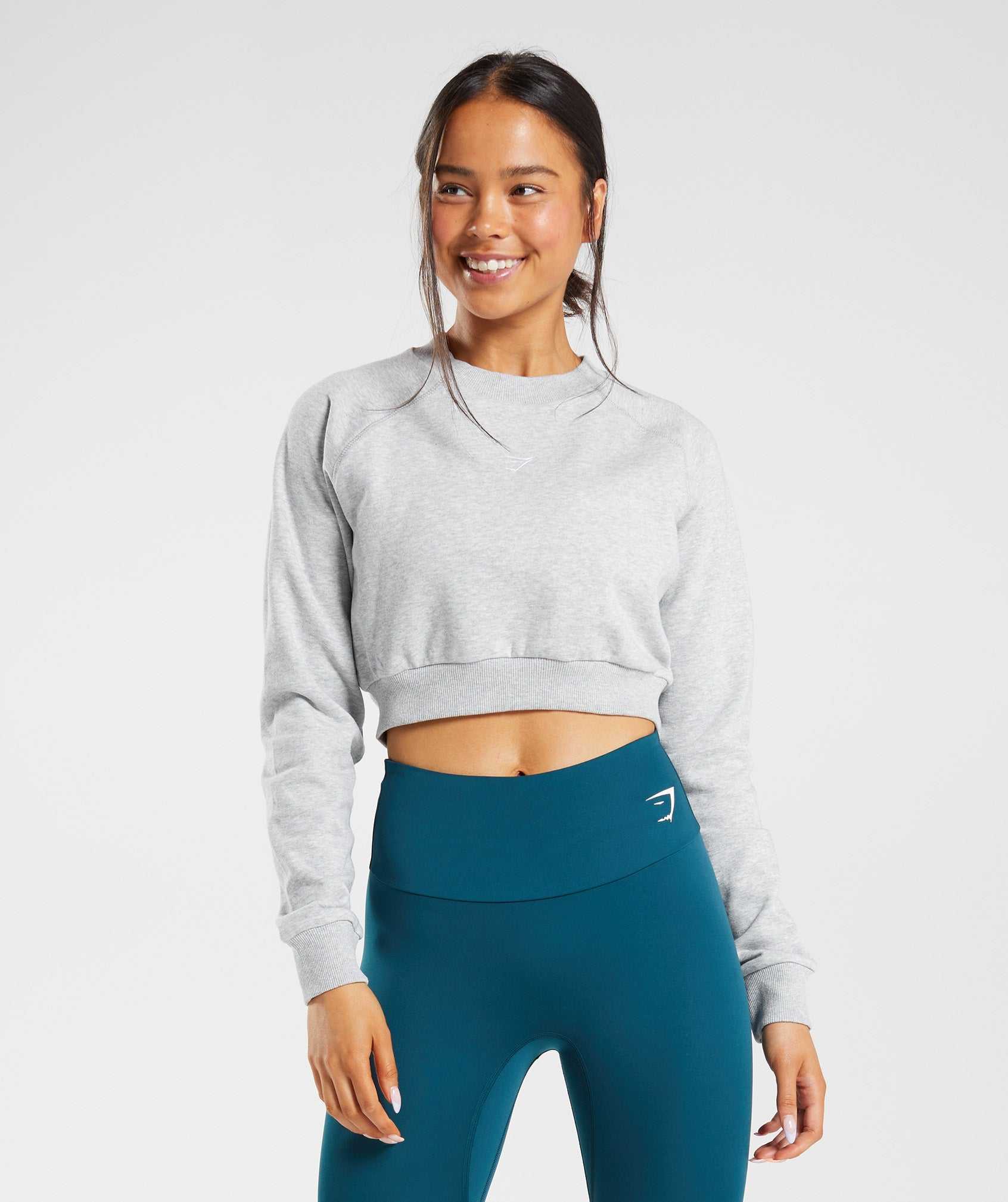 Light Grey Gymshark Training Cropped Sweater Women's Pullover | DAVHRU031