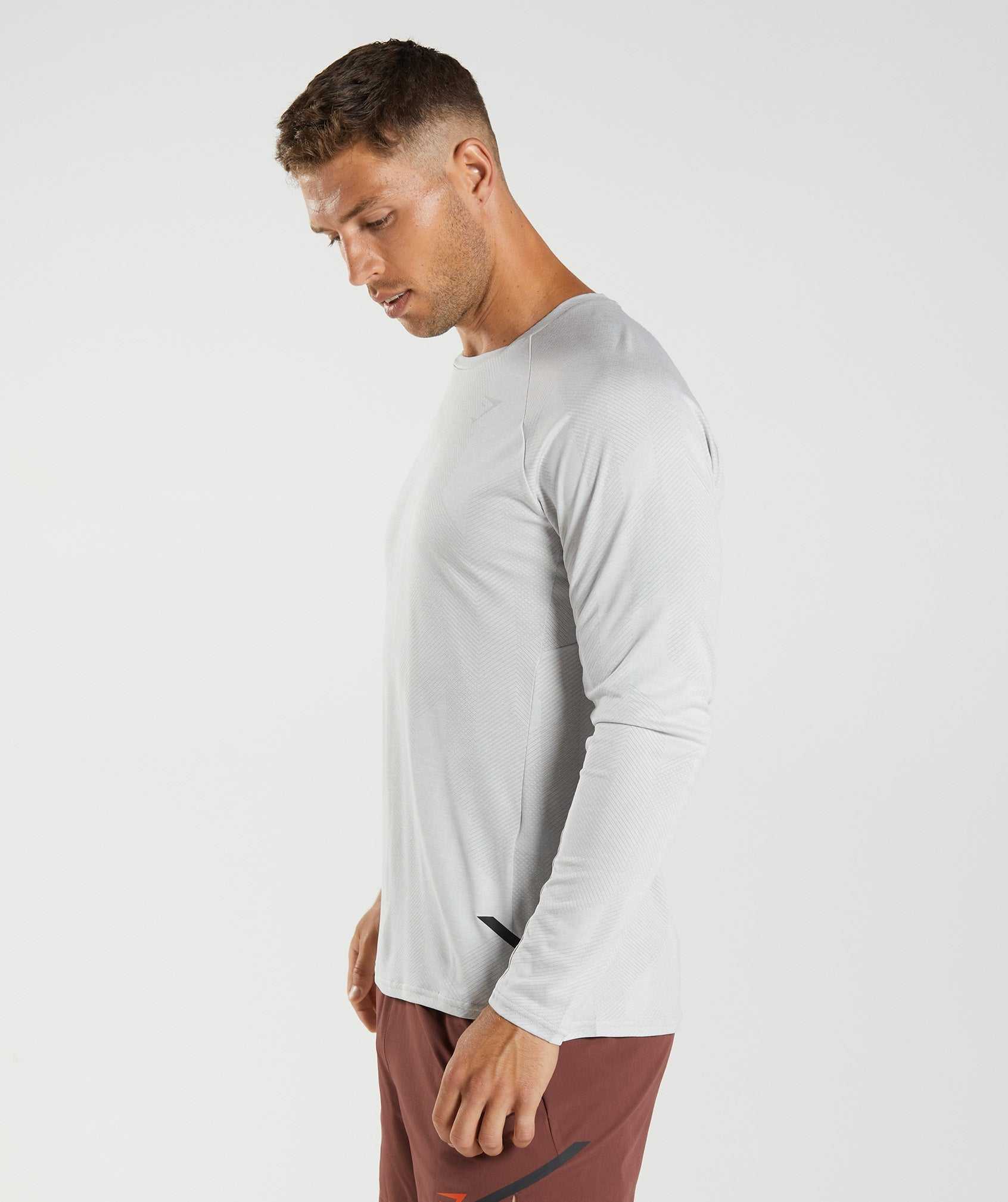 Light Grey / White Gymshark Apex Long Sleeve Men's T Shirts | LONUHT652