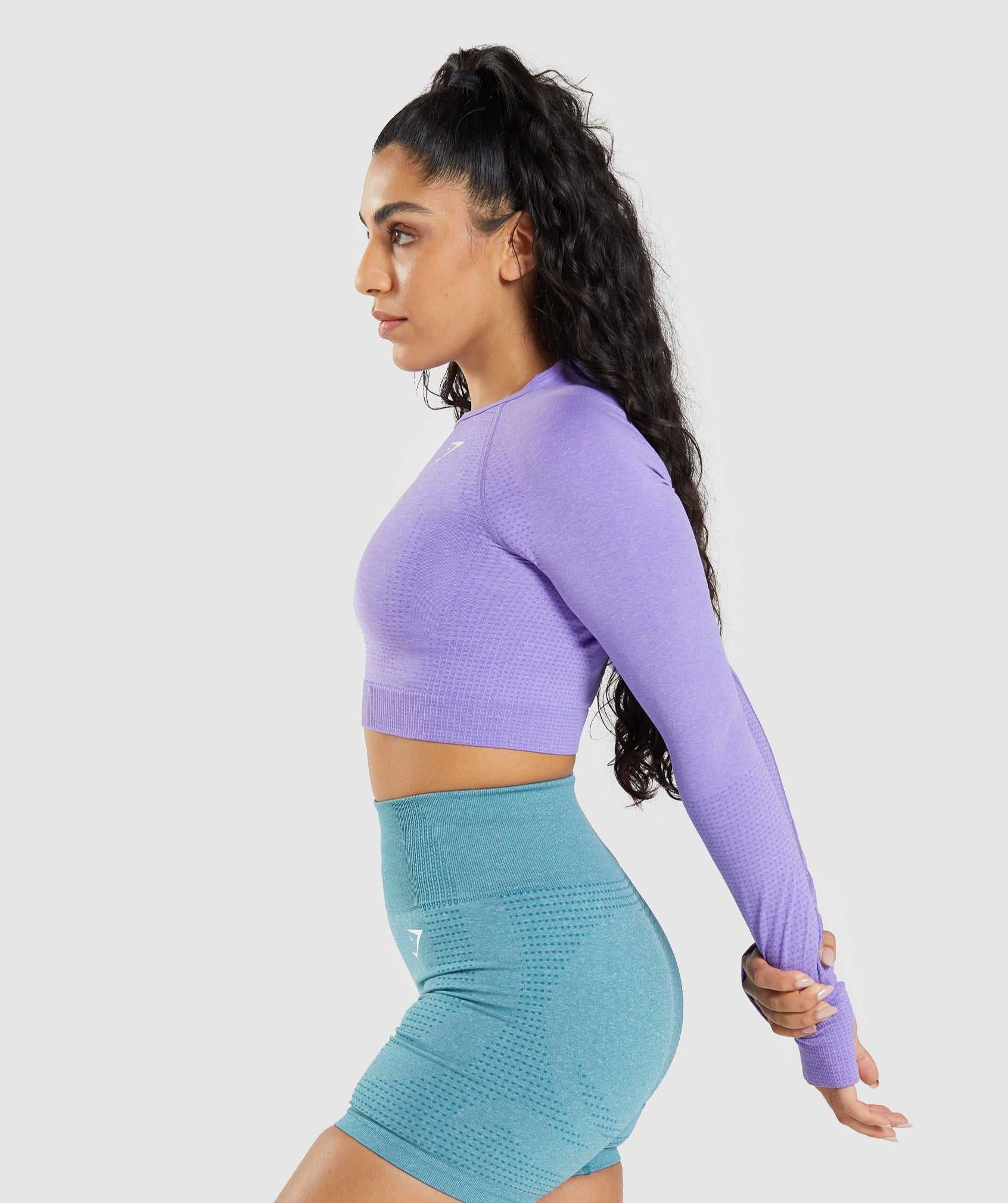 Light Purple Gymshark Vital Seamless 2.0 Long Sleeve Crop Women's Tops | JFIMXY762