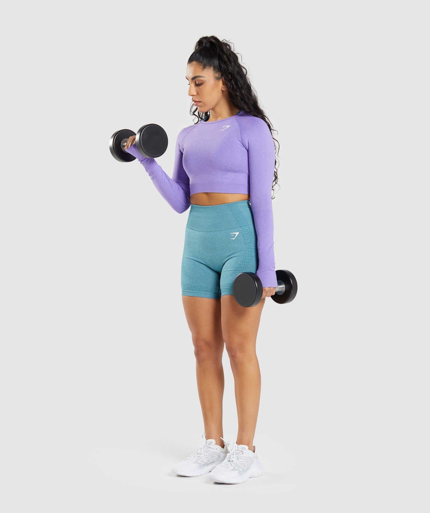 Light Purple Gymshark Vital Seamless 2.0 Long Sleeve Crop Women's Tops | JFIMXY762