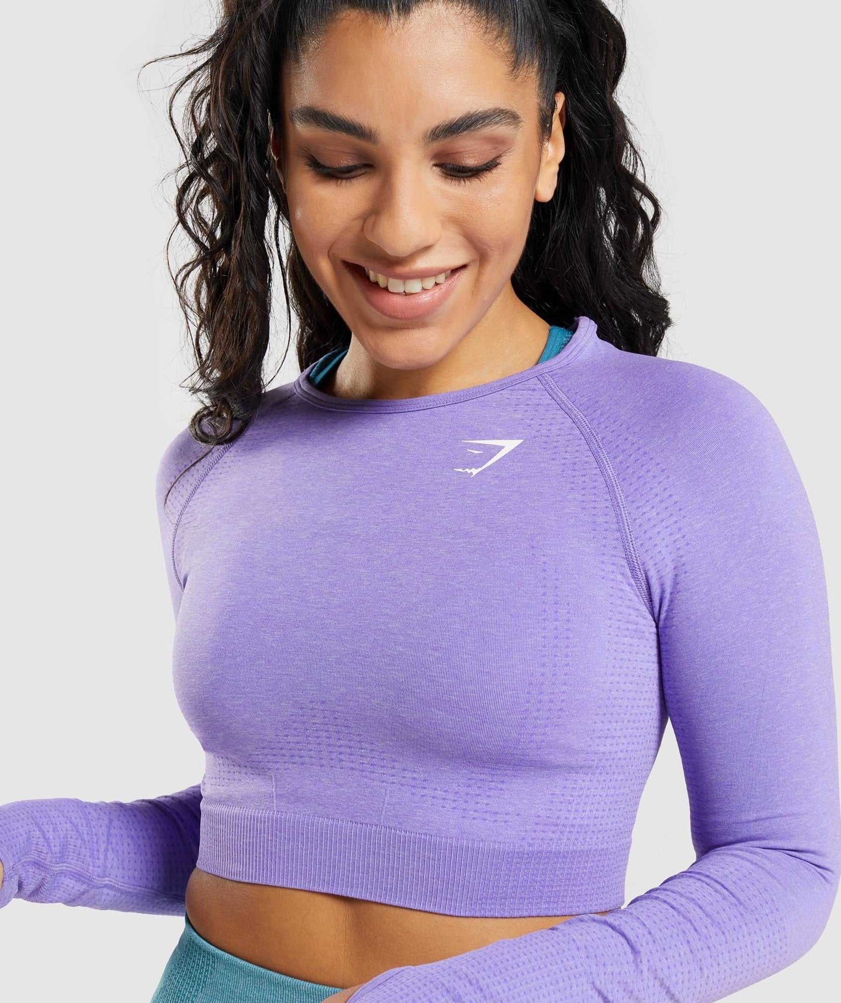 Light Purple Gymshark Vital Seamless 2.0 Long Sleeve Crop Women's Tops | JFIMXY762