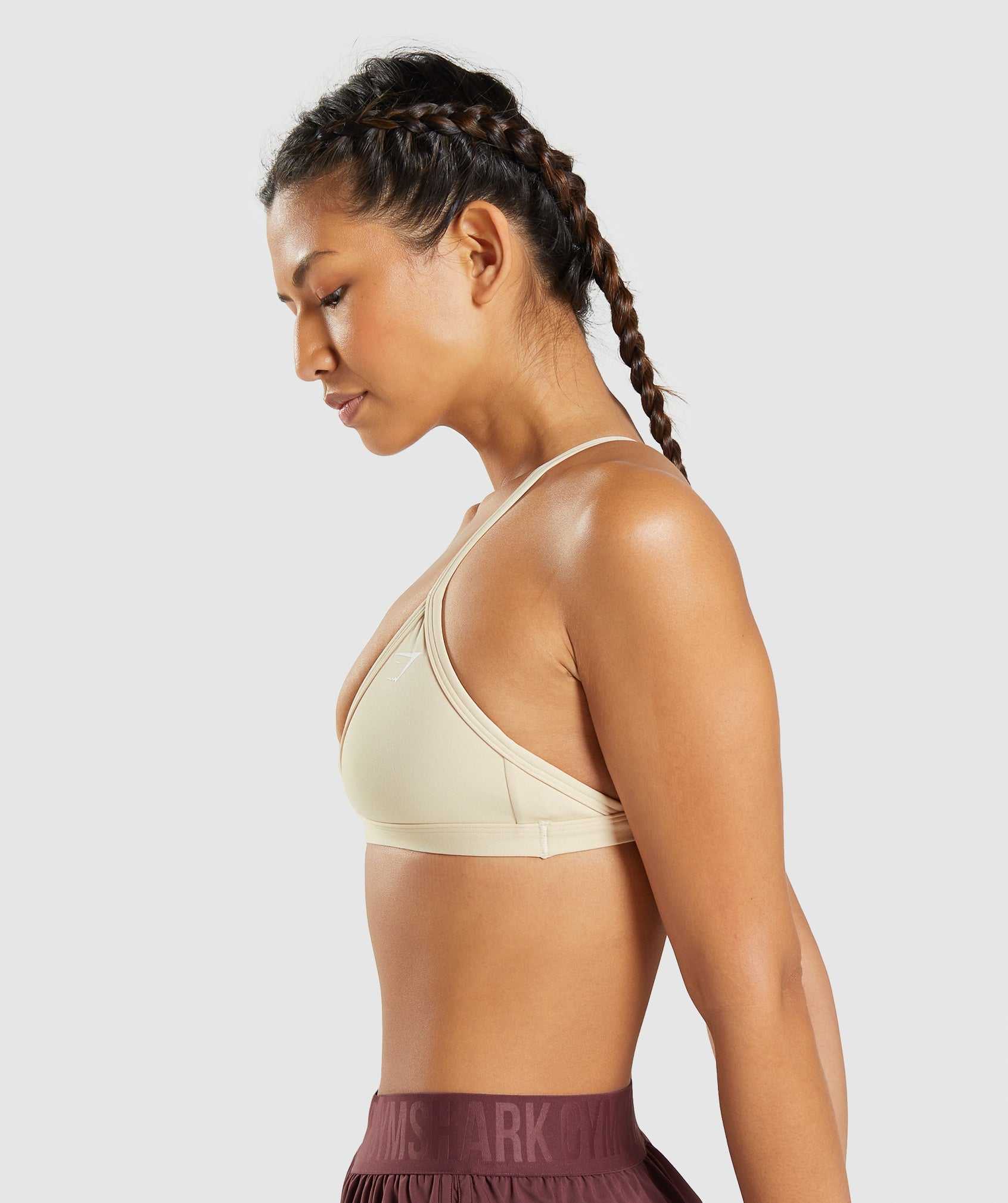 Light Yellow Brown Gymshark Minimal Women's Sports Bra | HRDWOZ182