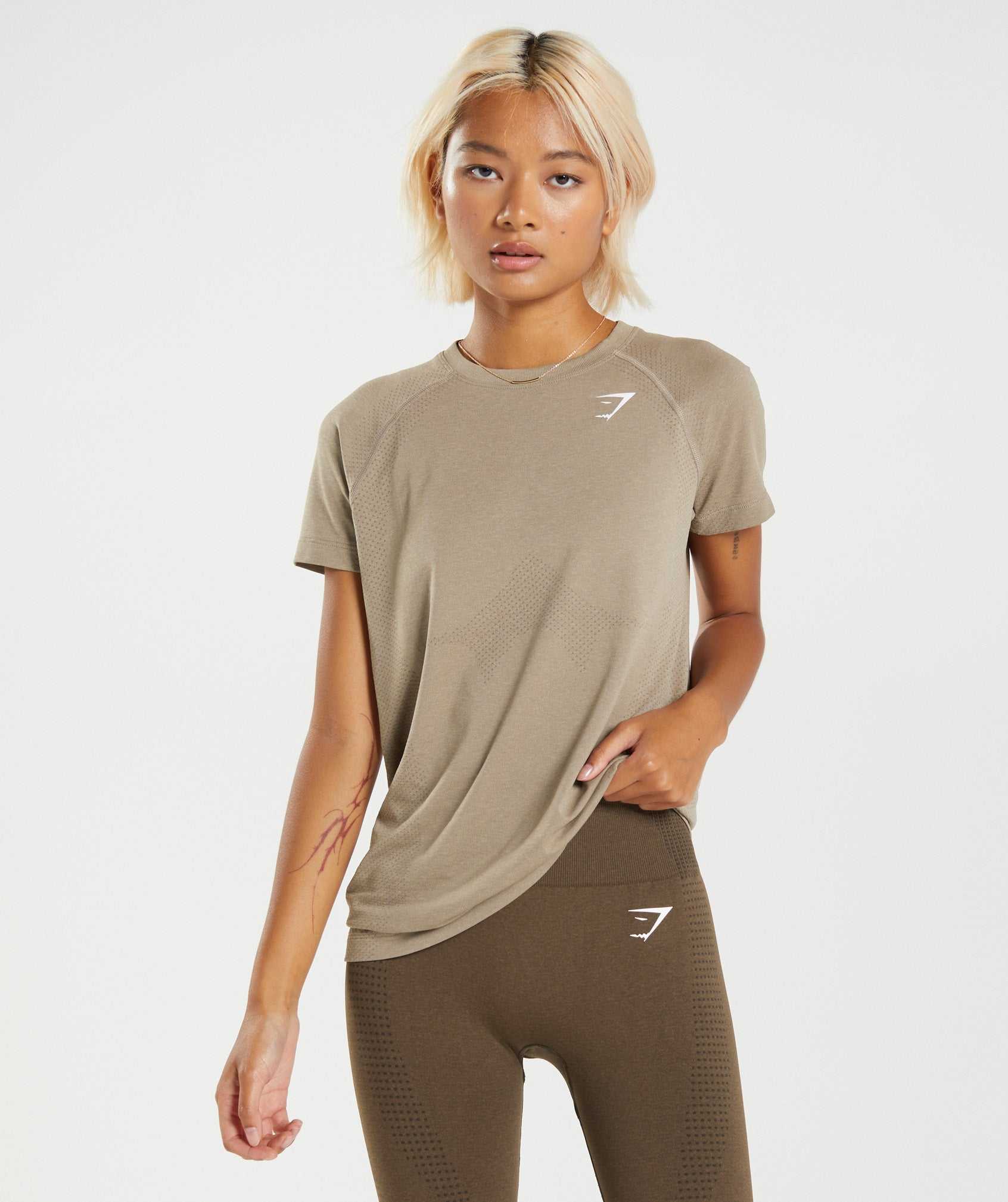 Light Yellow Brown Gymshark Vital Seamless 2.0 Light Women's T Shirts | ILOZTG917