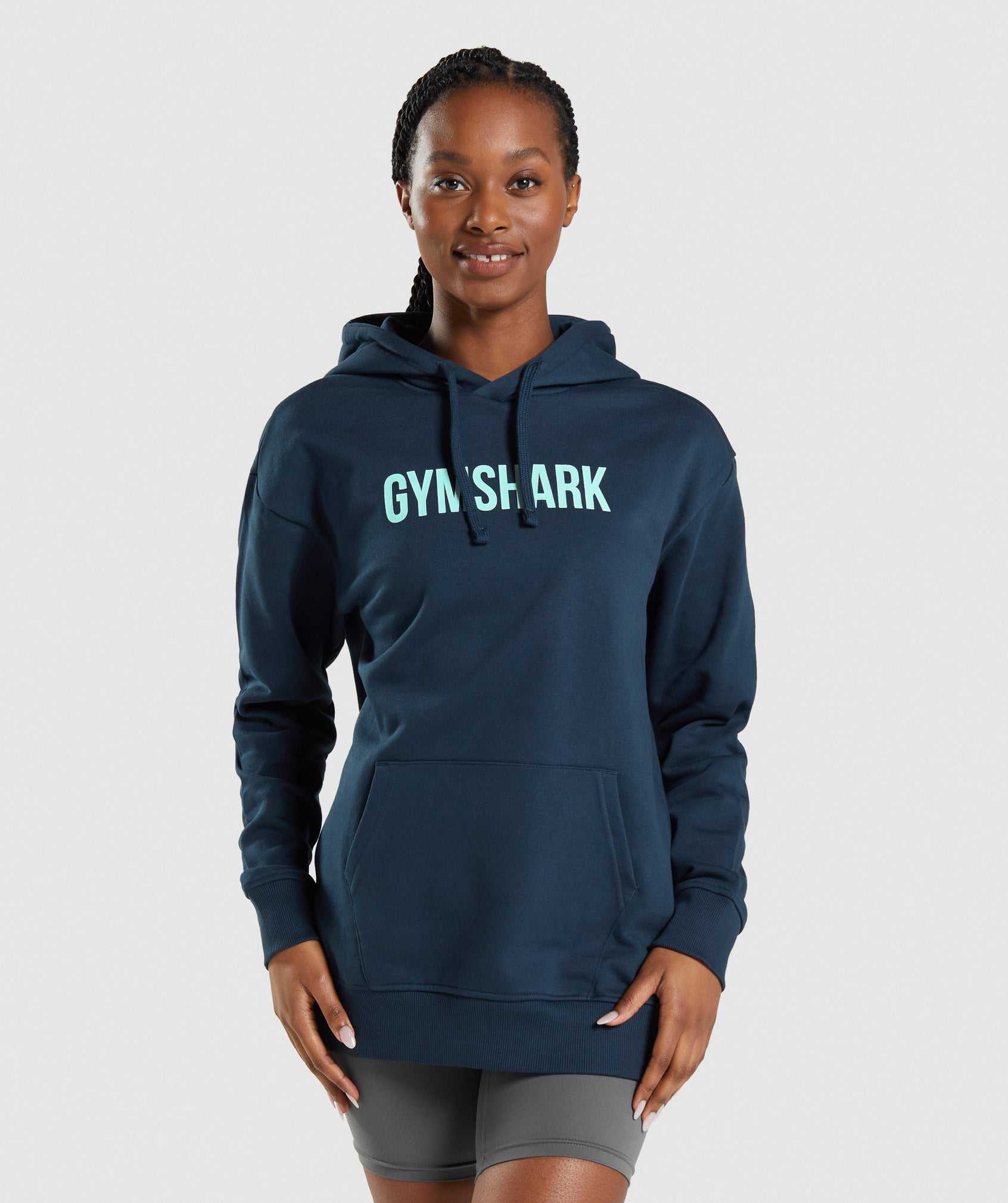 Navy Gymshark Apollo Oversized Women\'s Pullover | DCYQXP235