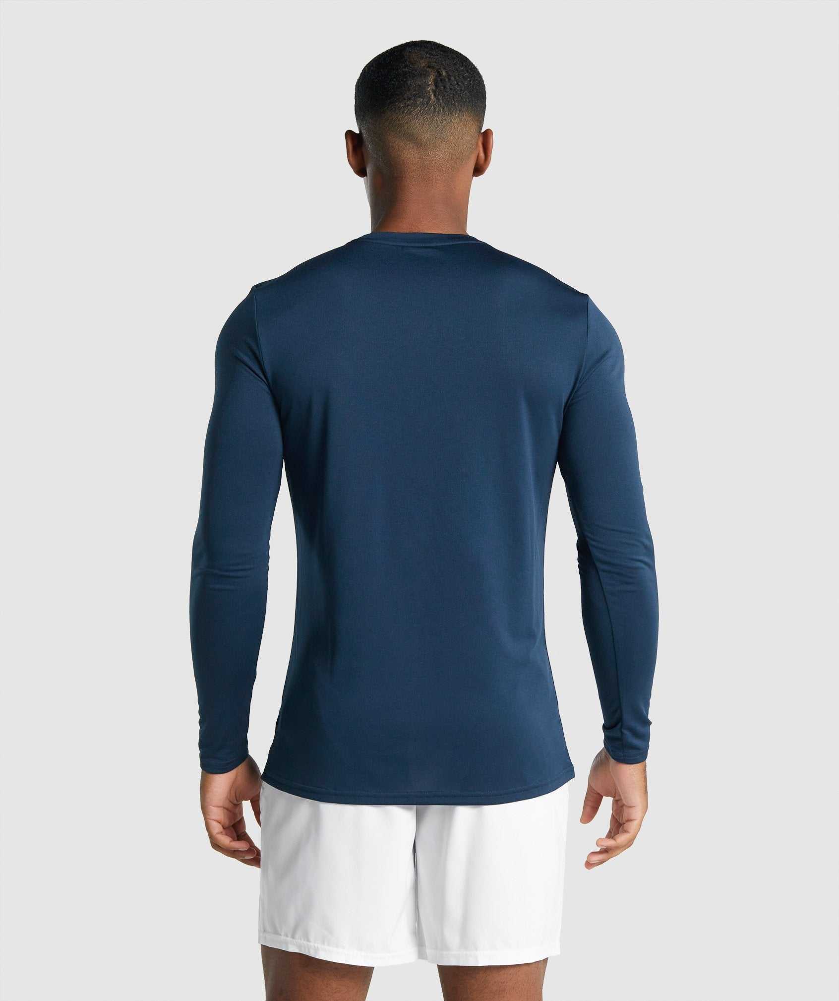 Navy Gymshark Arrival Long Sleeve Graphic Men's T Shirts | OLCHUN267