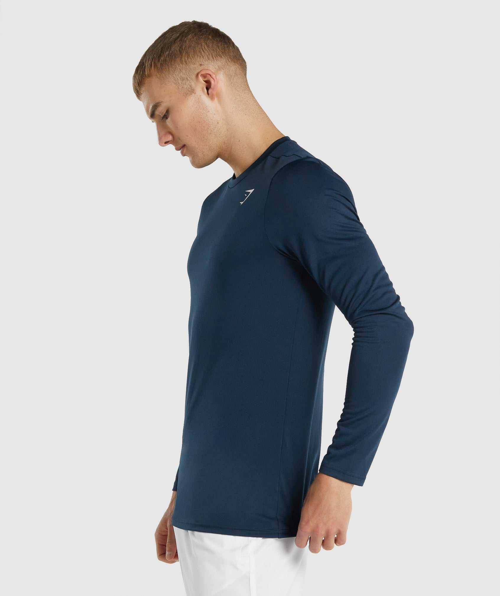 Navy Gymshark Arrival Long Sleeve Men's T Shirts | TBUNHD745