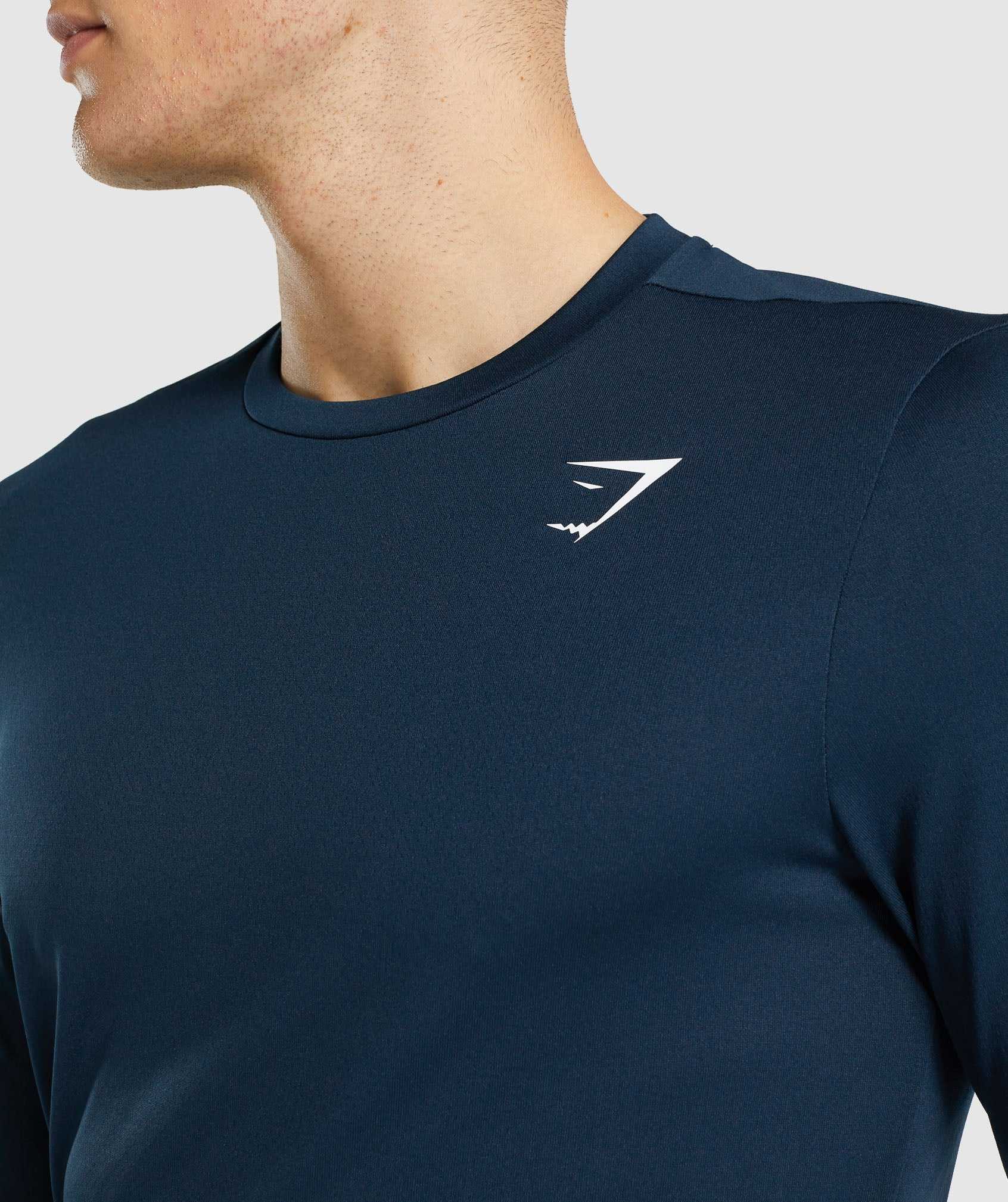 Navy Gymshark Arrival Long Sleeve Men's T Shirts | TBUNHD745