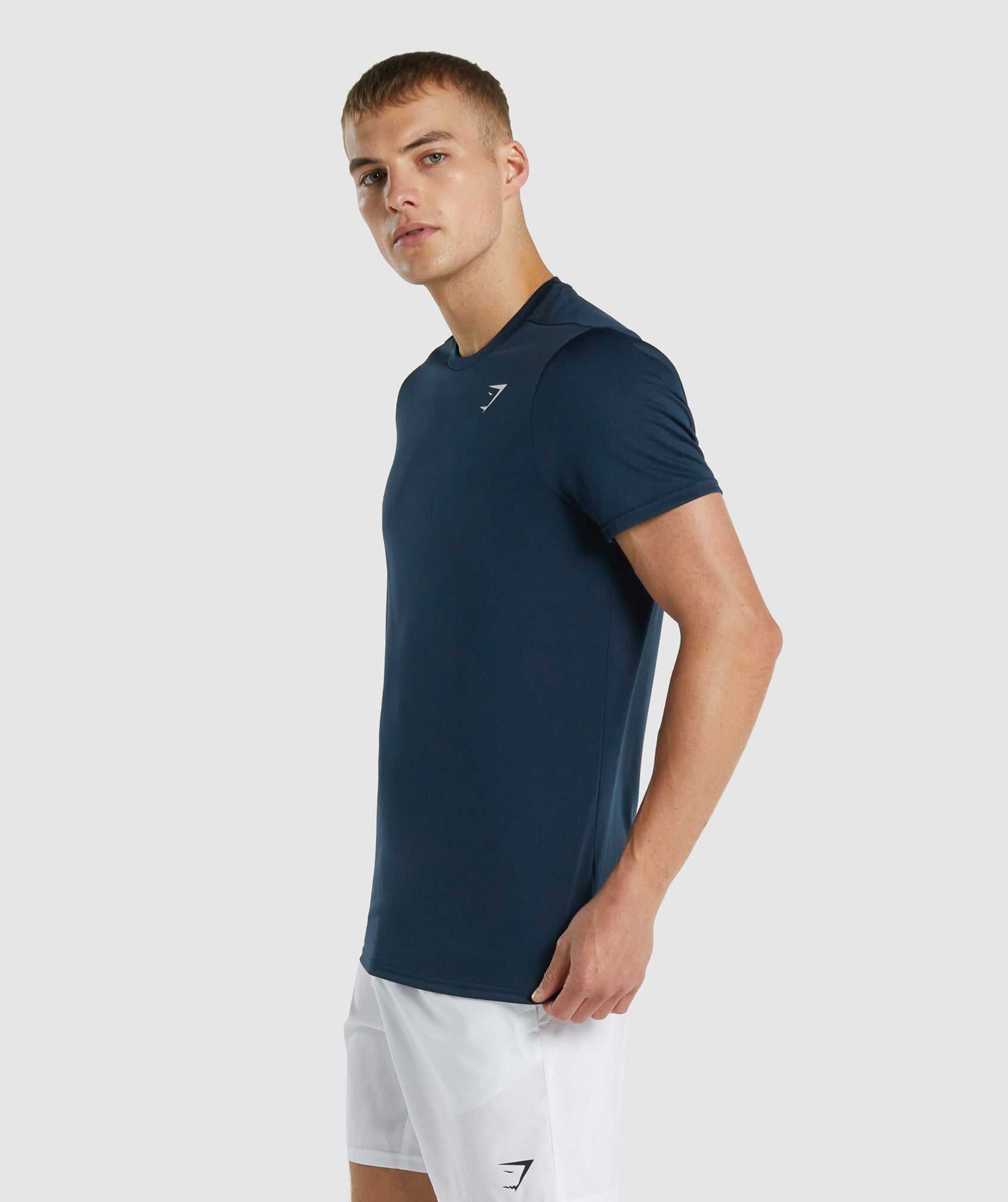 Navy Gymshark Arrival Regular Fit Men's T Shirts | DHRCVN137