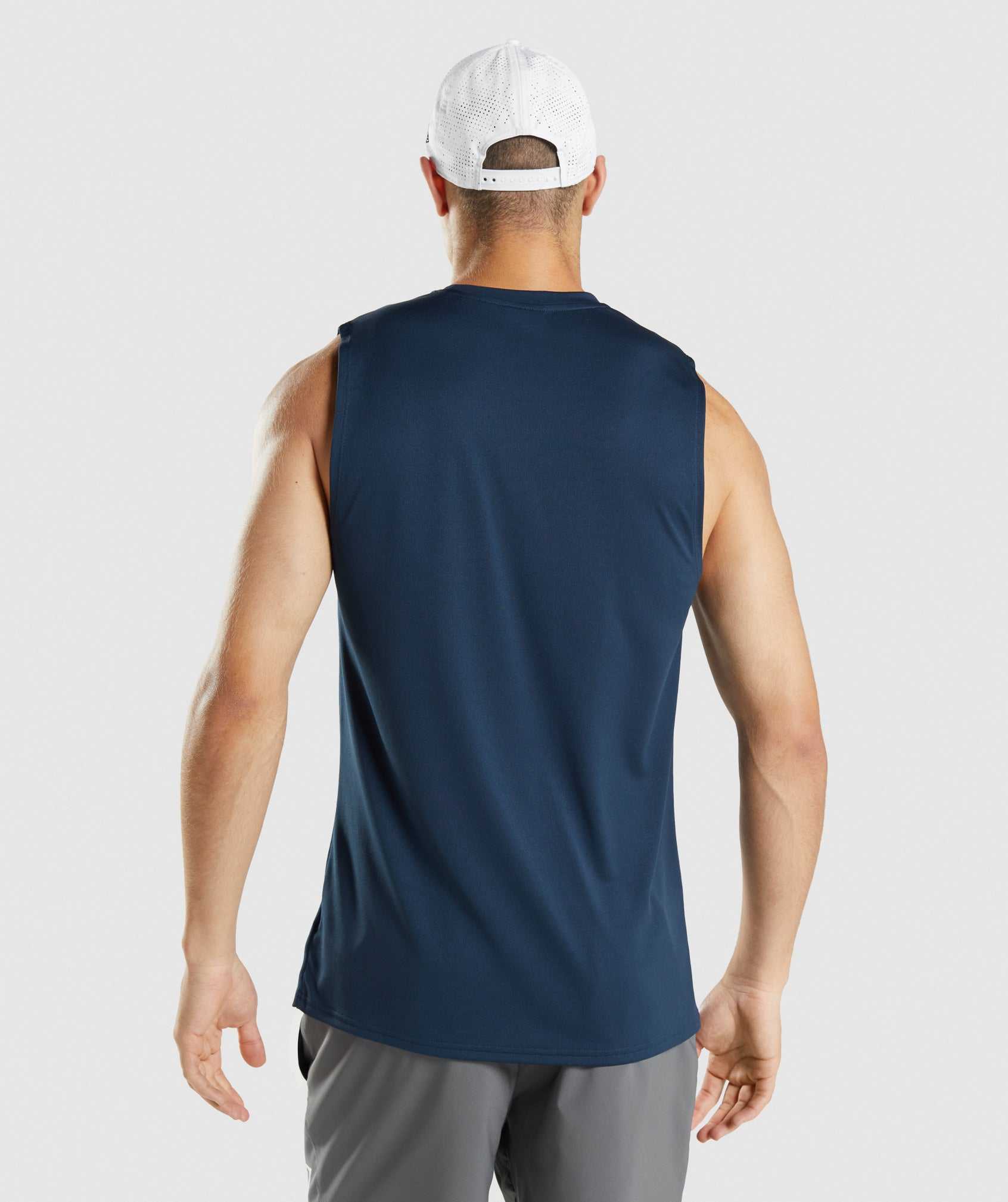 Navy Gymshark Arrival Sleeveless Men's Tanks | HQABMN731