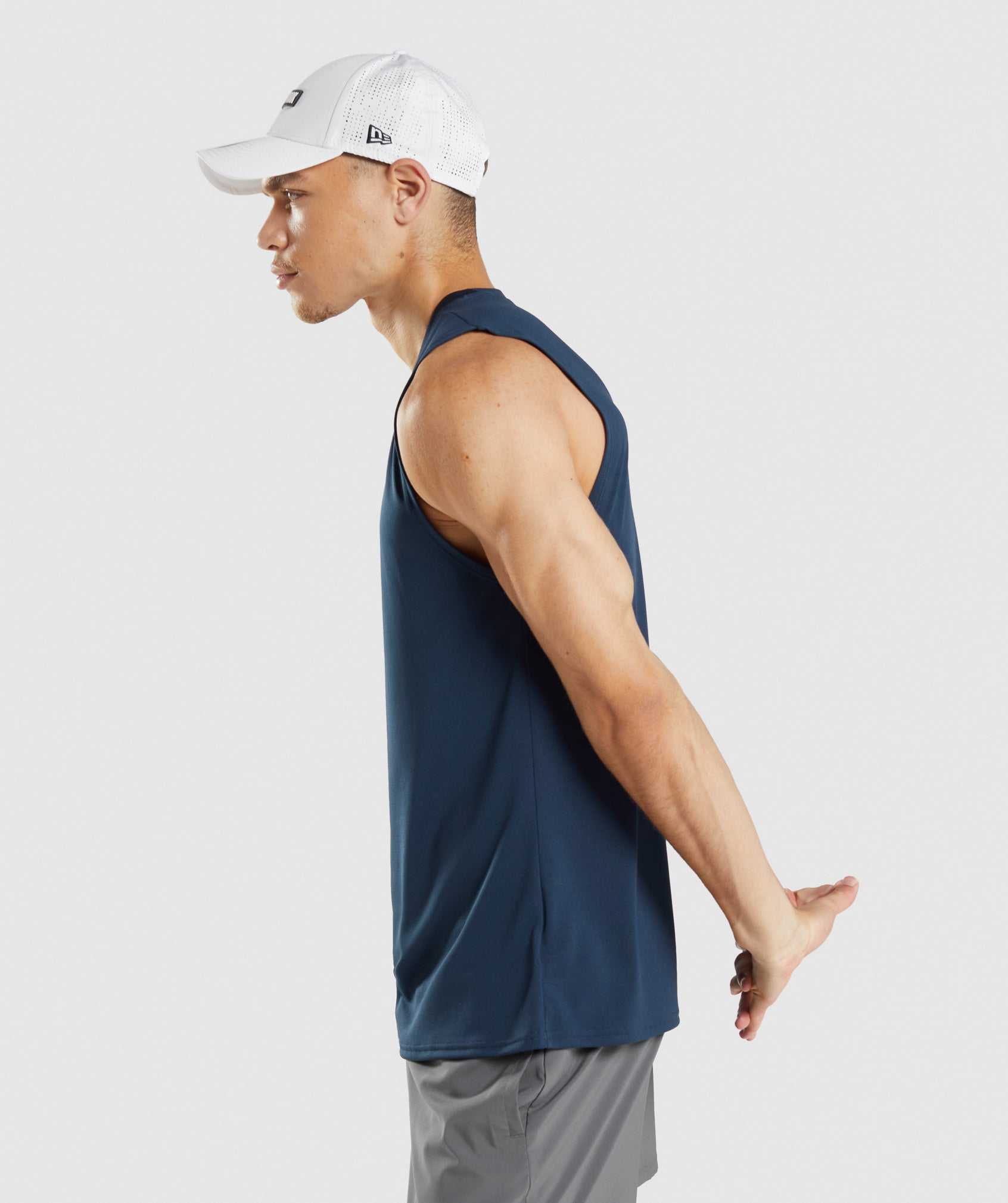 Navy Gymshark Arrival Sleeveless Men's Tanks | HQABMN731