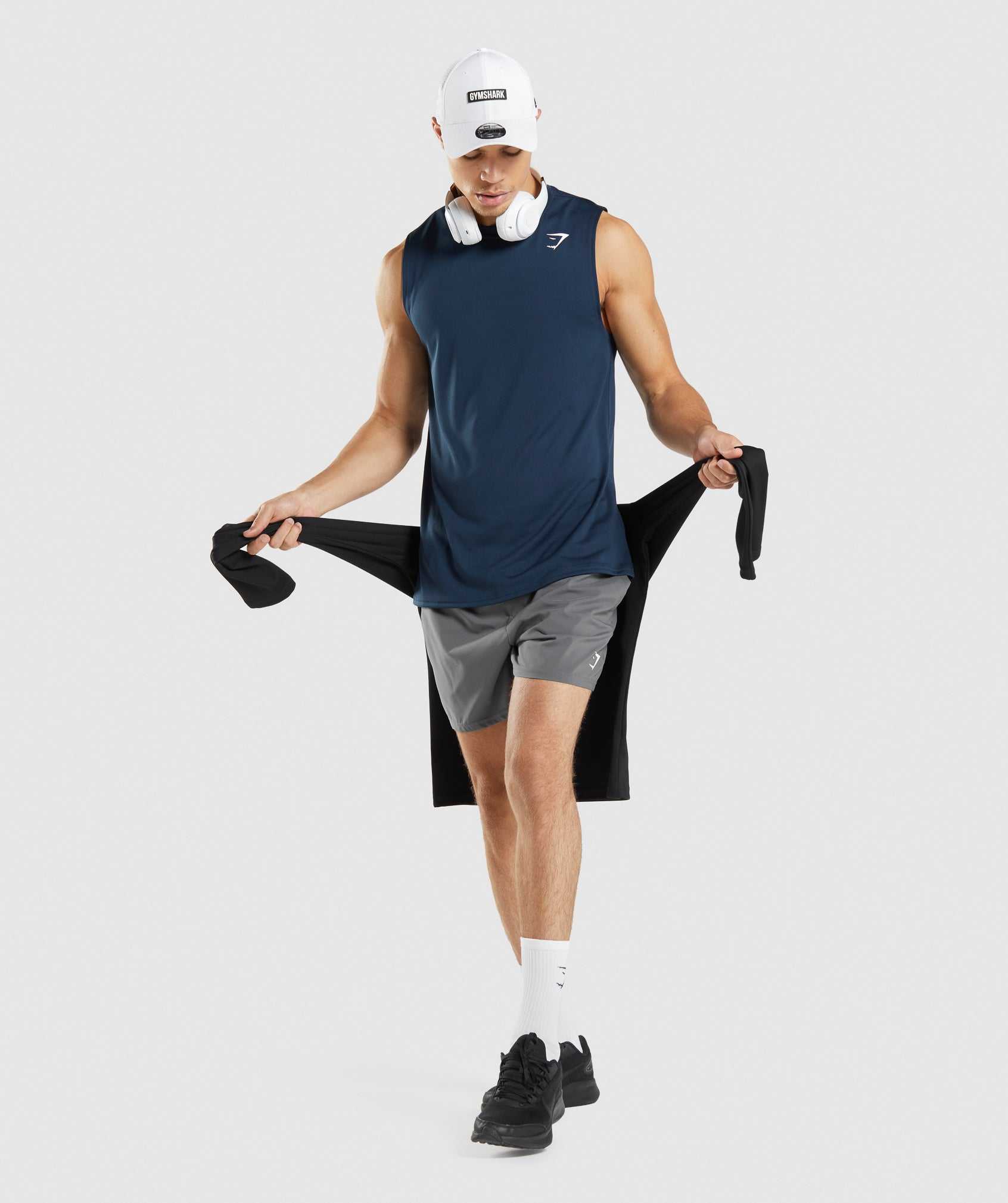 Navy Gymshark Arrival Sleeveless Men's Tanks | HQABMN731