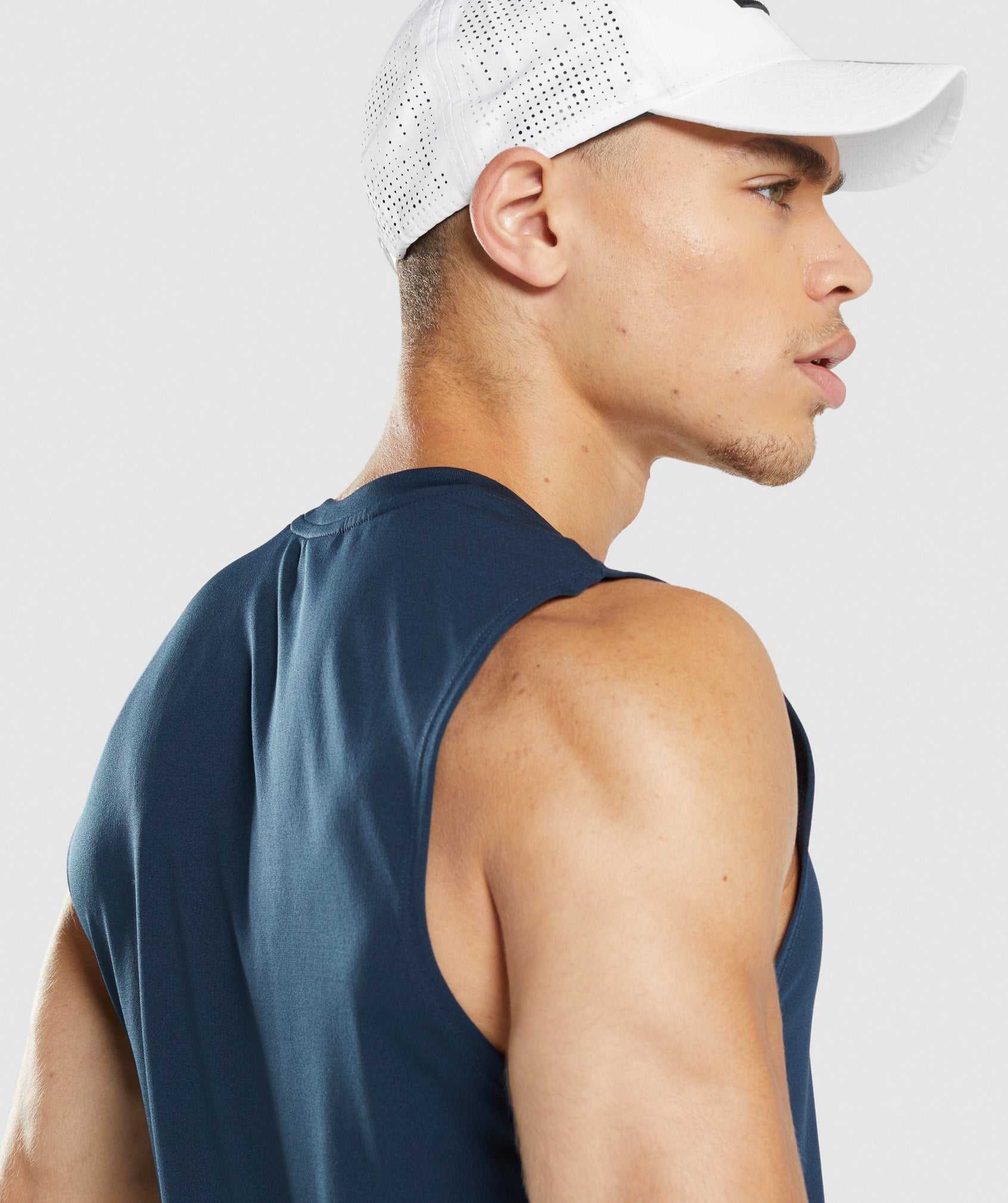 Navy Gymshark Arrival Sleeveless Men's Tanks | HQABMN731