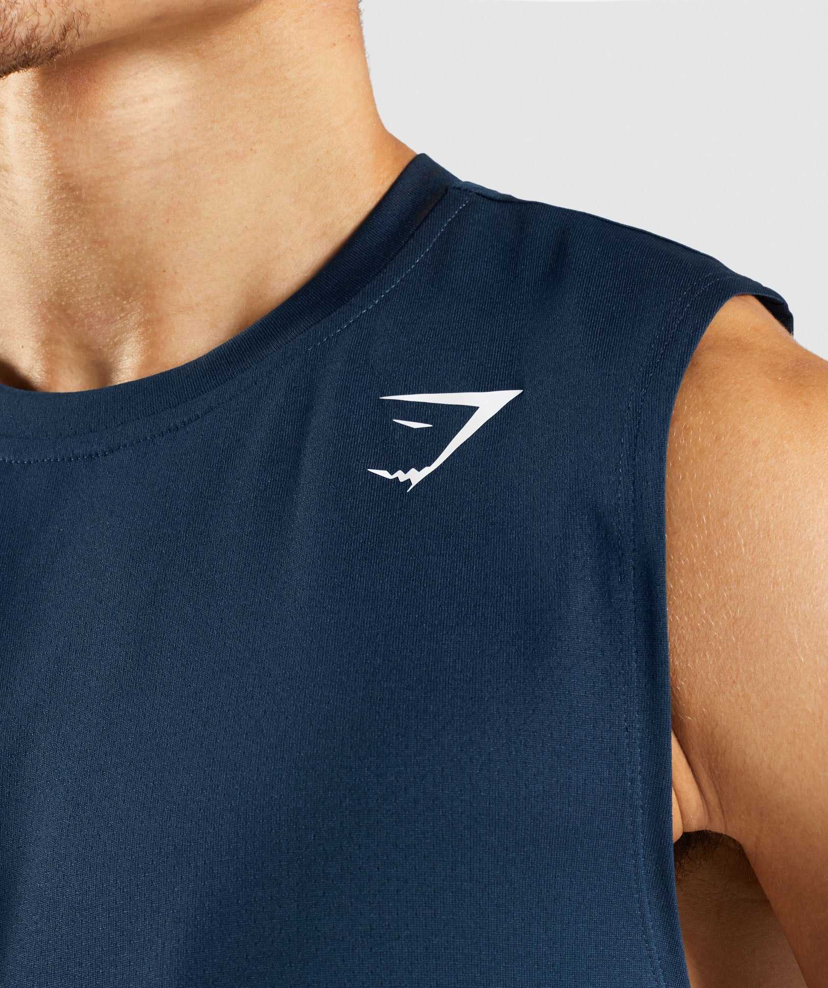 Navy Gymshark Arrival Sleeveless Men's Tanks | HQABMN731