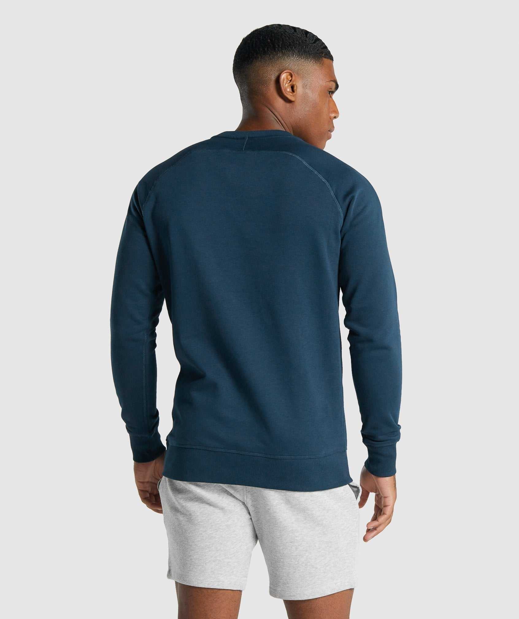 Navy Gymshark Crest Sweatshirt Men's Pullover | KCIULR602