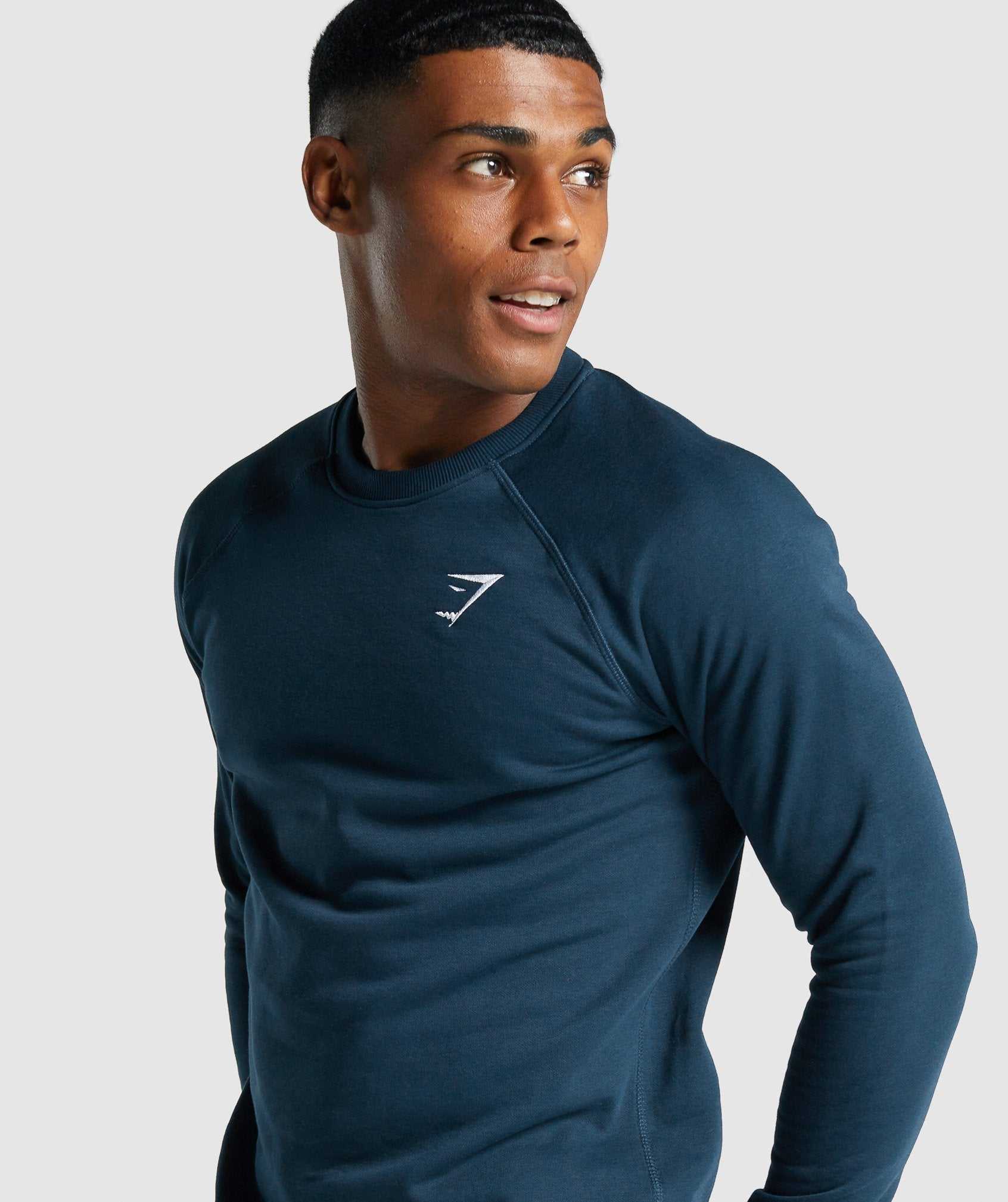 Navy Gymshark Crest Sweatshirt Men's Pullover | KCIULR602