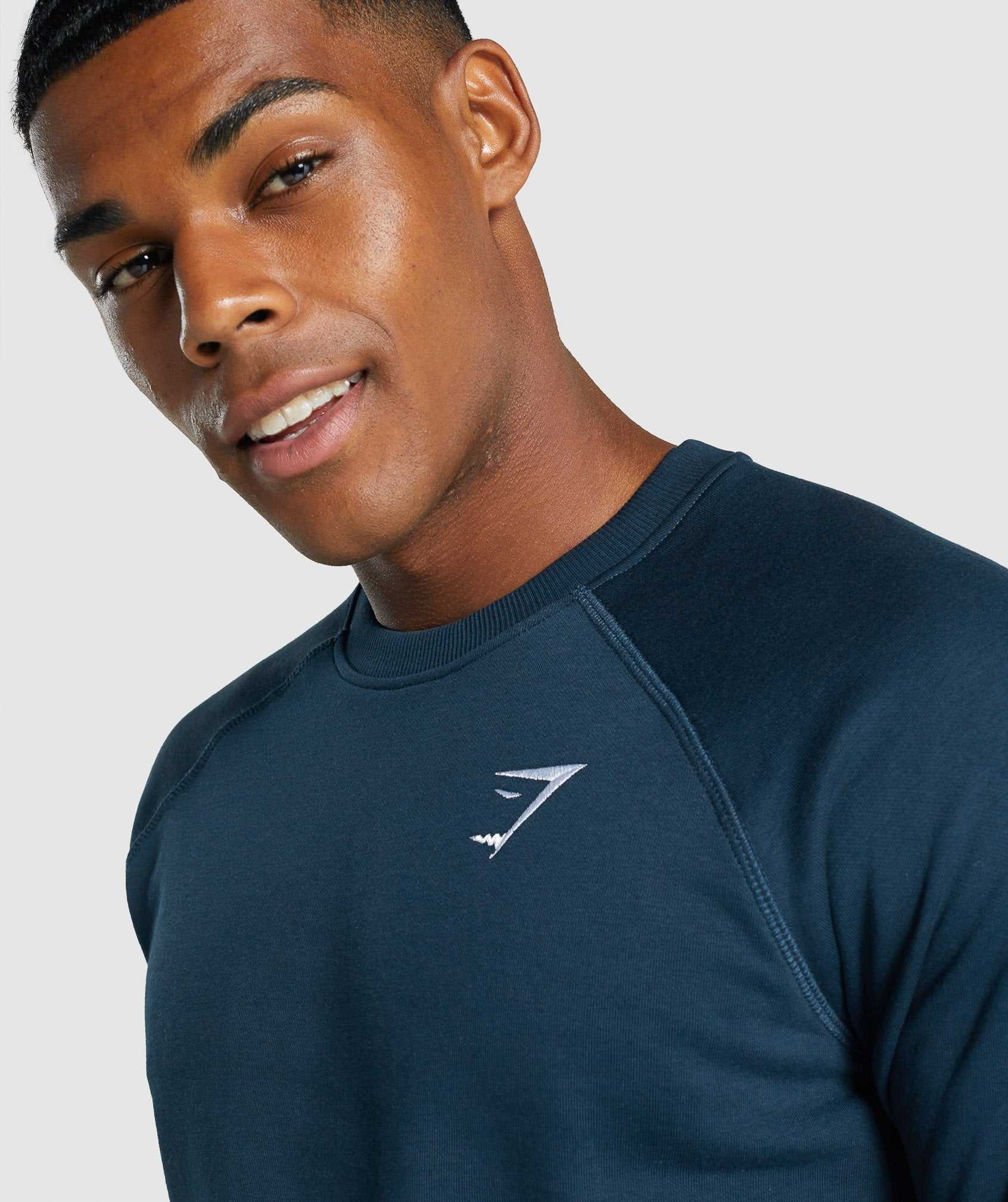 Navy Gymshark Crest Sweatshirt Men's Pullover | KCIULR602