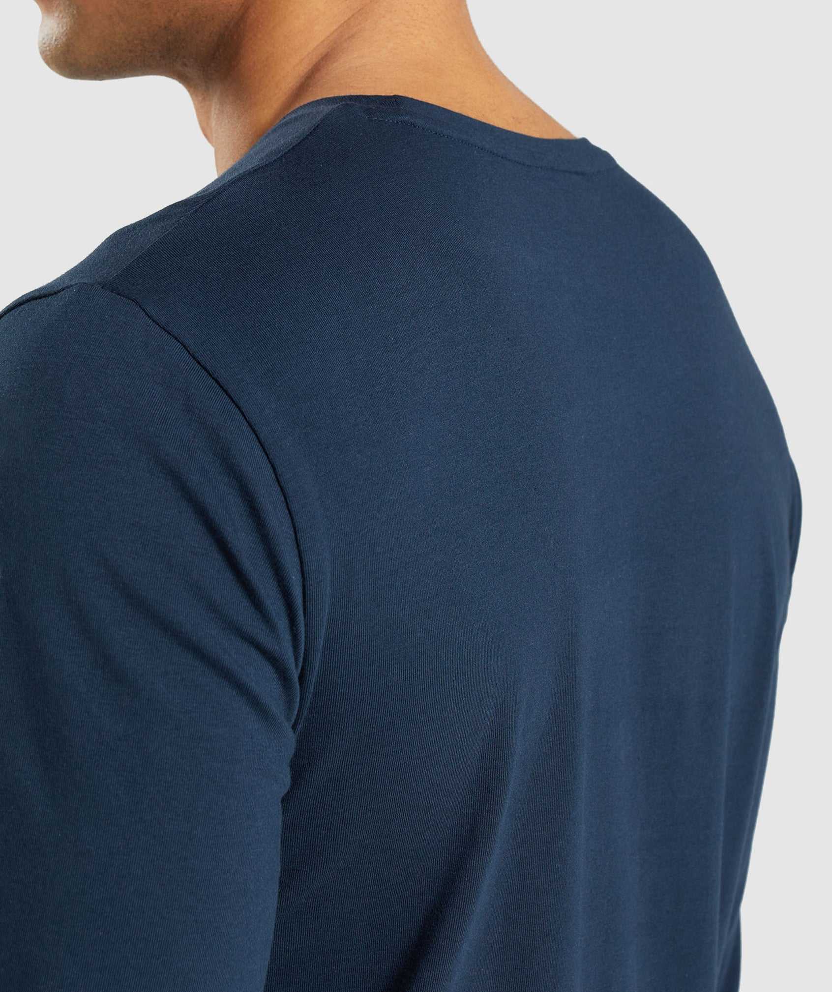 Navy Gymshark Essential Long Sleeve Men's T Shirts | XWVDIO496