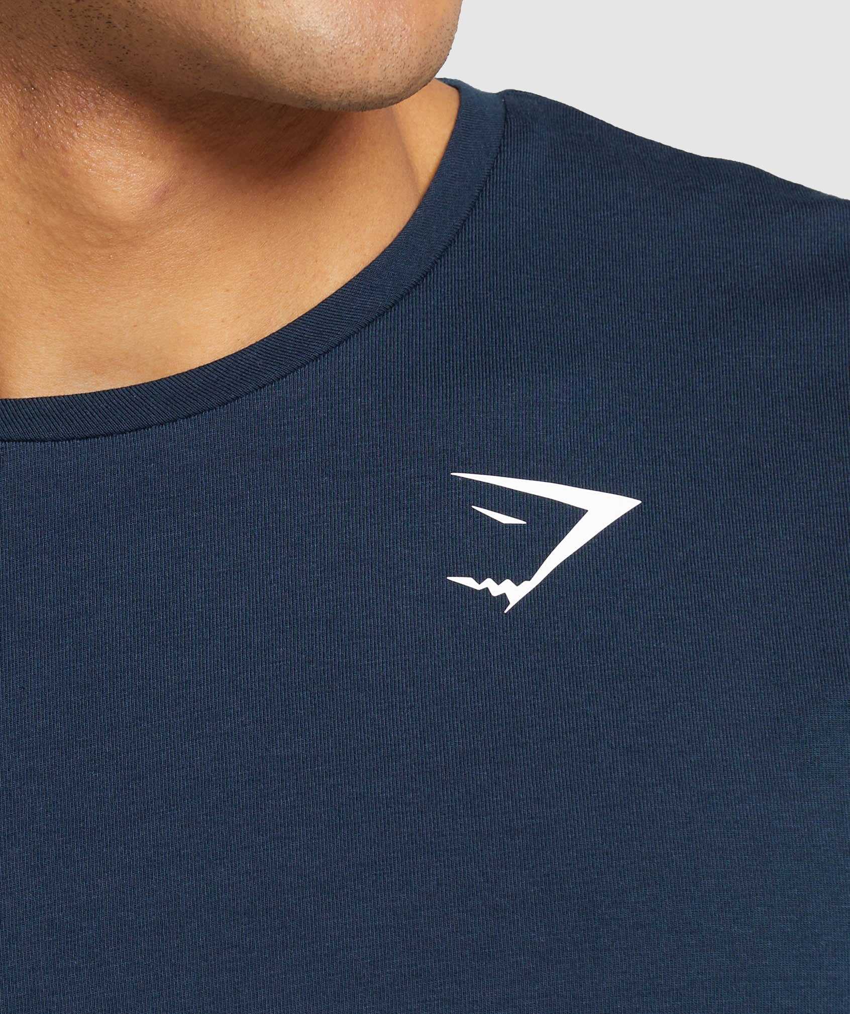 Navy Gymshark Essential Long Sleeve Men's T Shirts | XWVDIO496