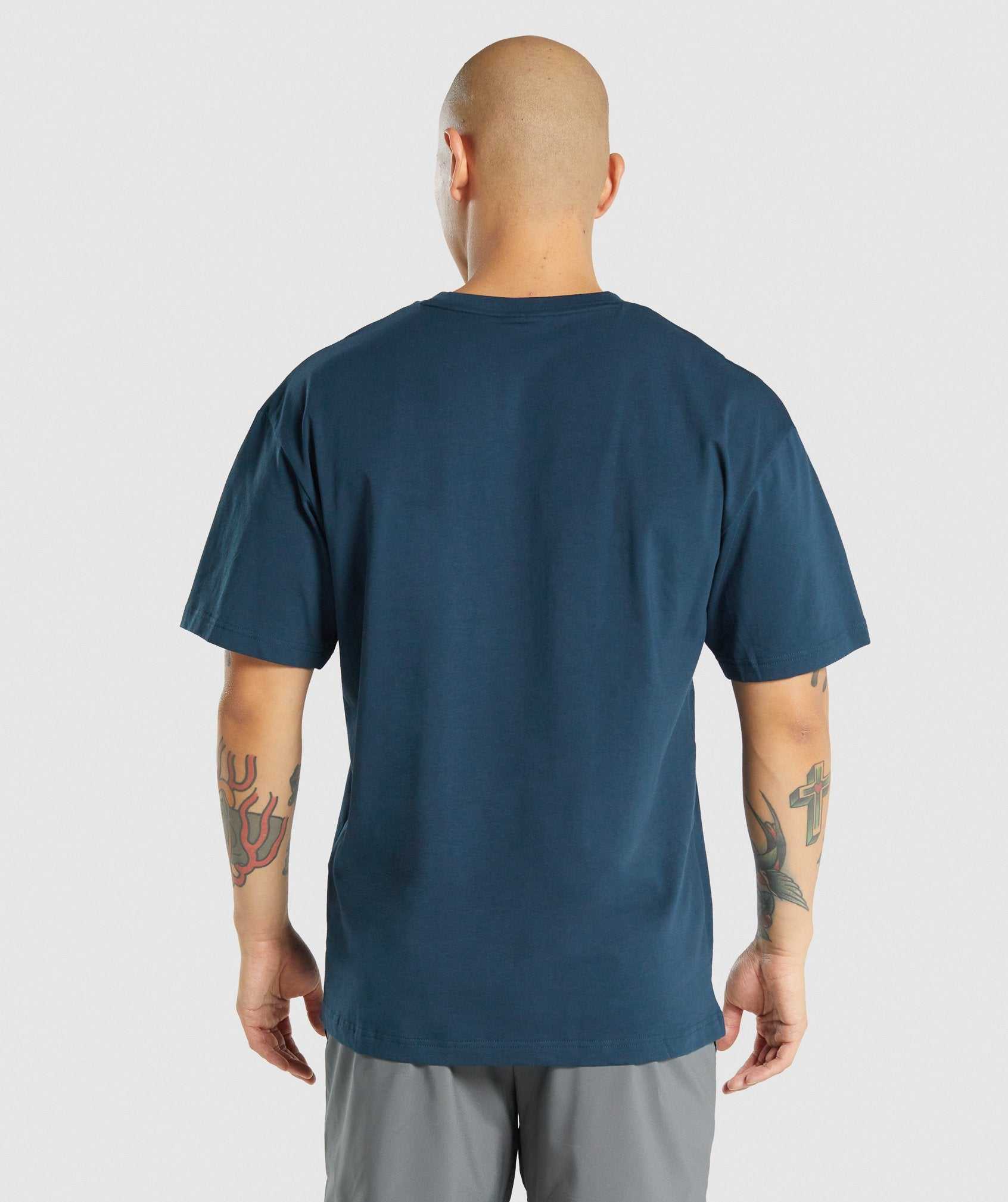 Navy Gymshark Essential Oversized Men's T Shirts | RJNFYE943