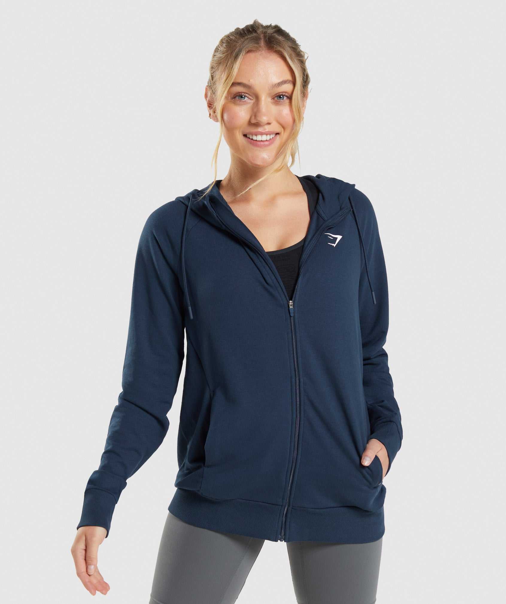 Navy Gymshark Training Zip Women\'s Pullover | VHQDSM516